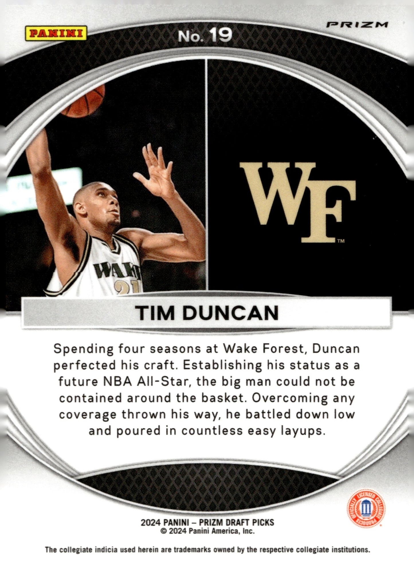 Tim Duncan 2024 Panini Prizm Draft Picks Brilliance Prizm #19 - Collector Store LLC