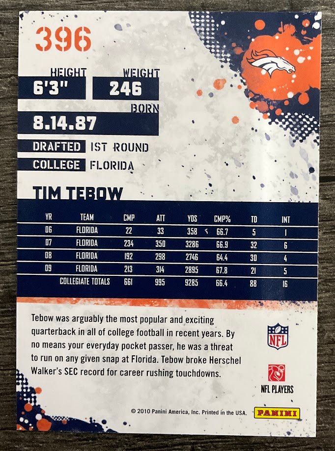 Tim Tebow 2010 Panini Score RC #396 - Collector Store LLC