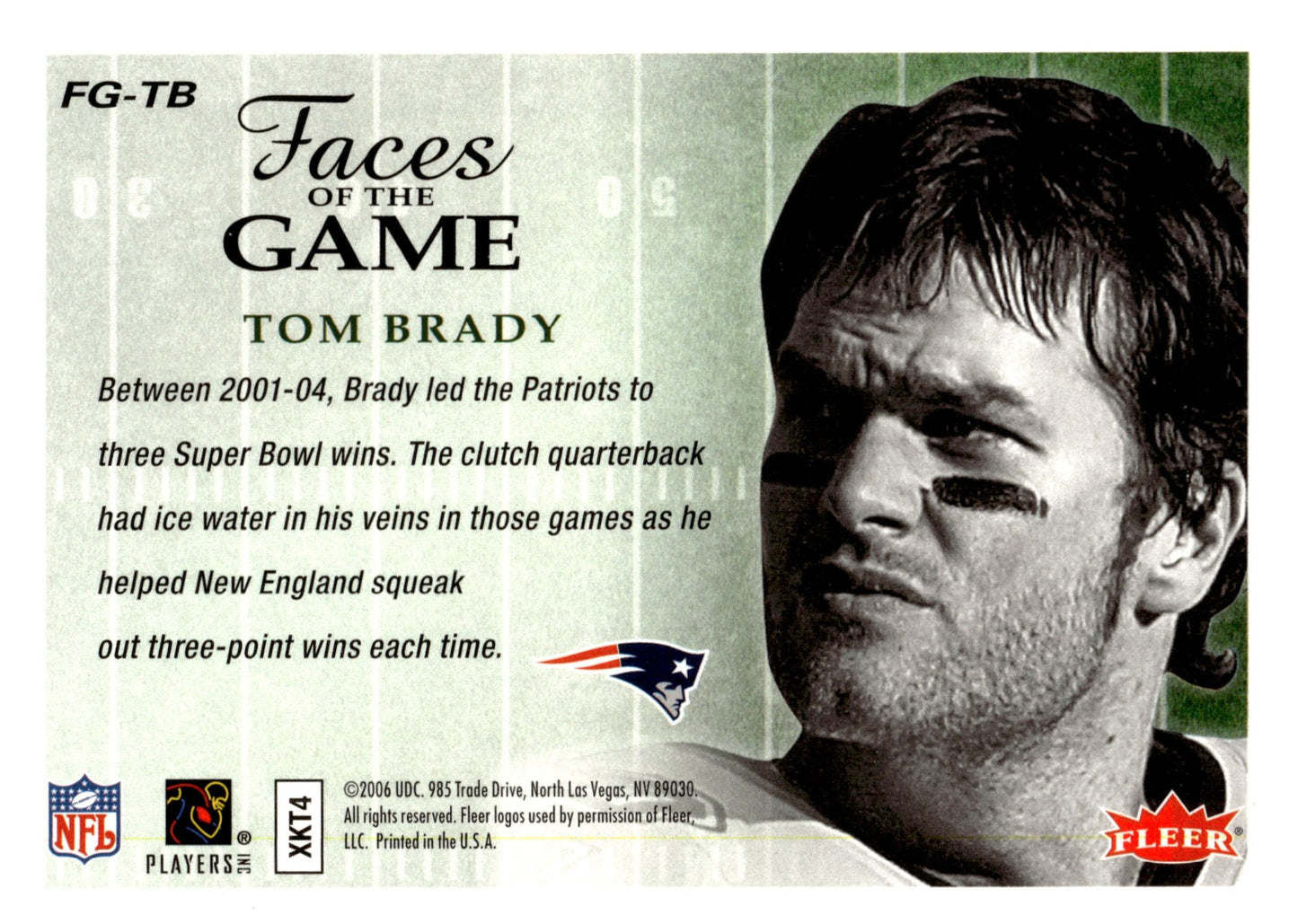 Tom Brady 2006 Fleer Faces of the Game #FG - TB - Collector Store LLC