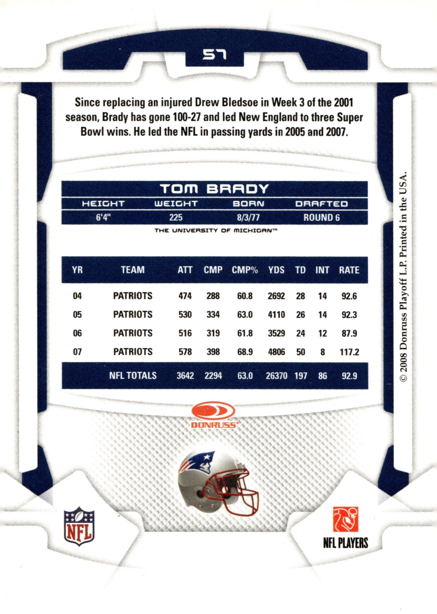 Tom Brady 2008 Leaf Rookies & Stars #57 - Collector Store LLC