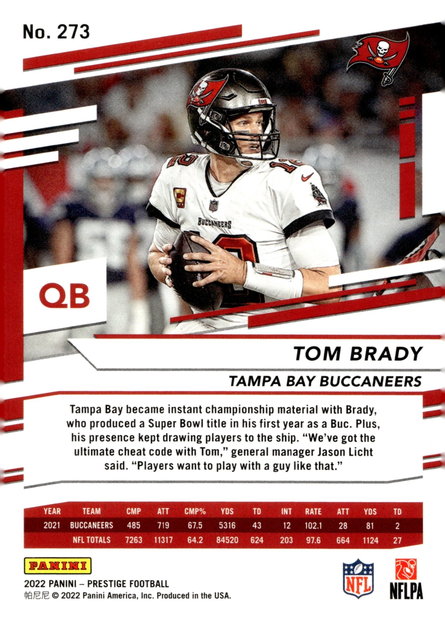 Tom Brady 2022 Panini Prestige Xtra Points Stars Foil #273 - Collector Store LLC