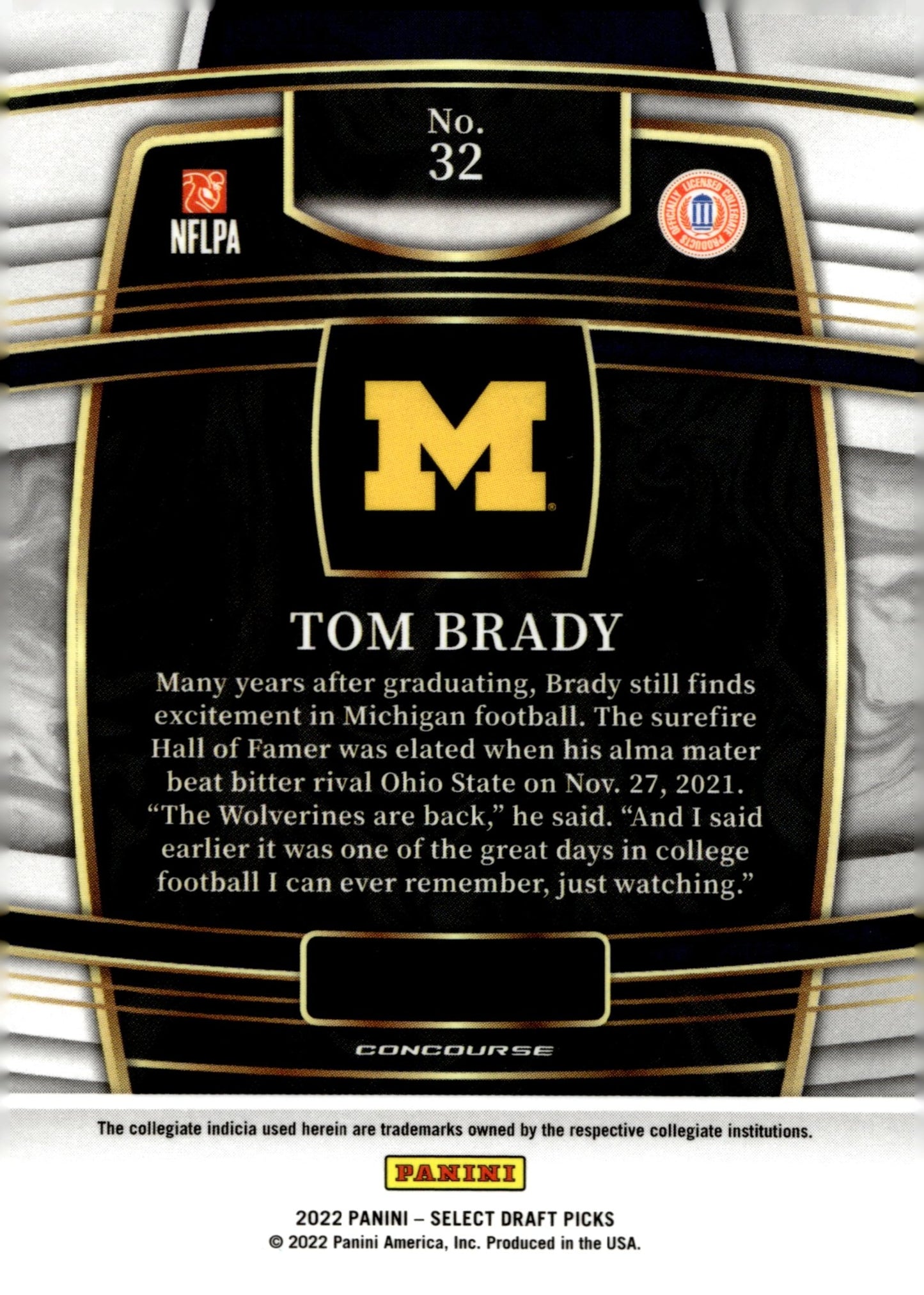 Tom Brady 2022 Panini Select Draft Picks Royal Blue #32 - Collector Store LLC