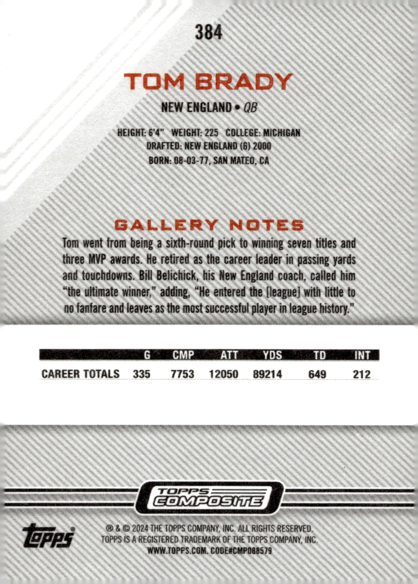 Tom Brady 2023 Topps Composite Gallery #384 - Collector Store LLC