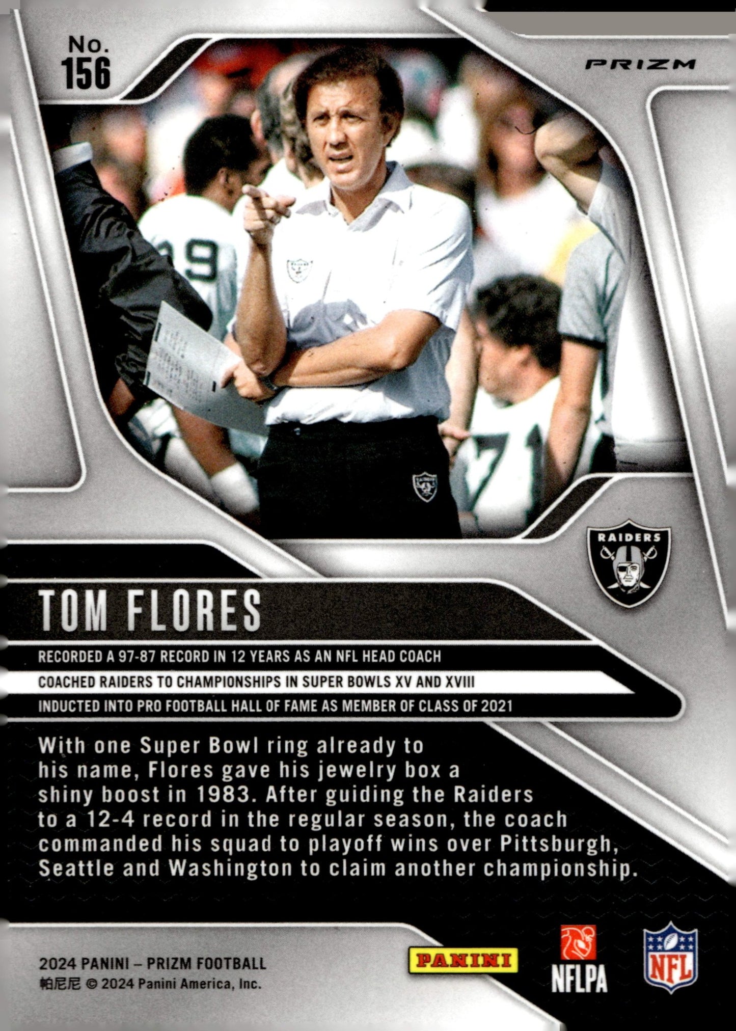 Tom Flores 2024 Panini Prizm Green Prizm #156 - Collector Store LLC