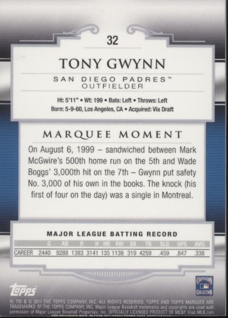 Tony Gwynn 2011 Topps Marquee #32 - Collector Store LLC