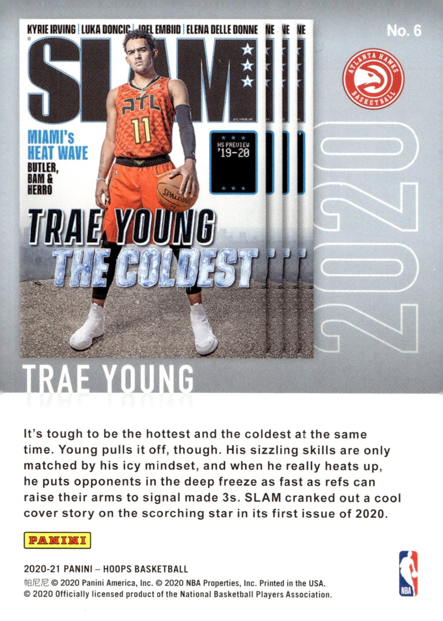 Trae Young 2020 - 21 Panini Hoops Slam The Coldest #6 - Collector Store LLC