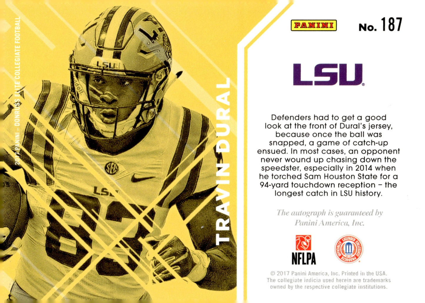 Travin Dural 2017 Panini Elite Drat Picks RC Auto #187 - Collector Store LLC