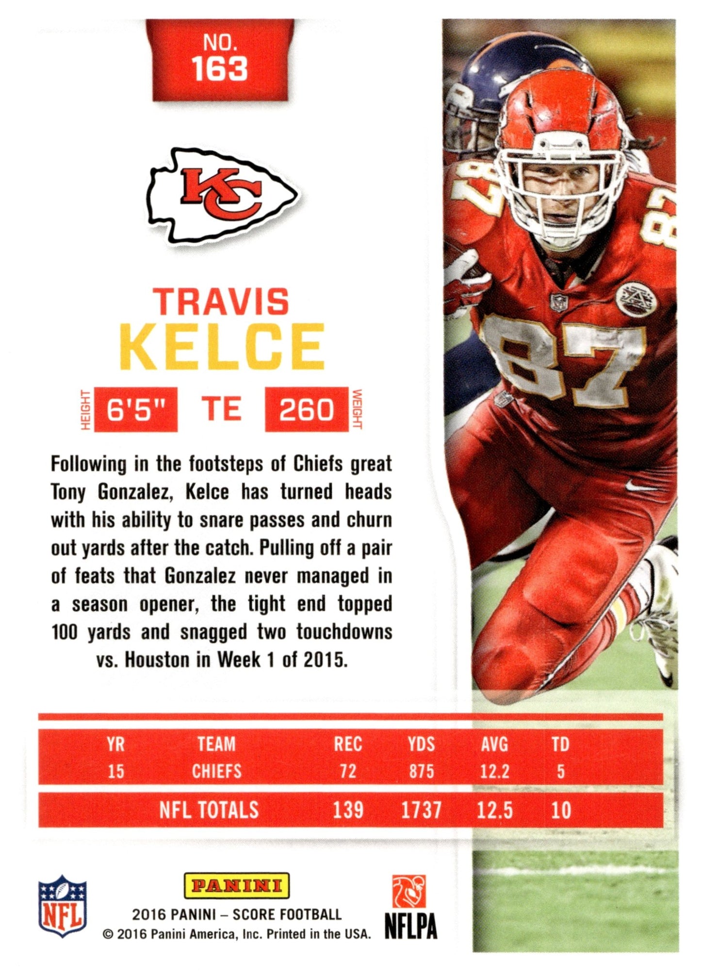 Travis Kelce 2016 Panini Score #163 - Collector Store LLC