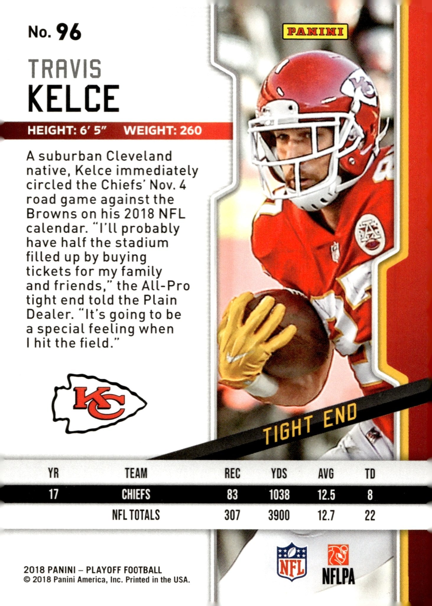 Travis Kelce 2018 Panini Playoff #96 - Collector Store LLC