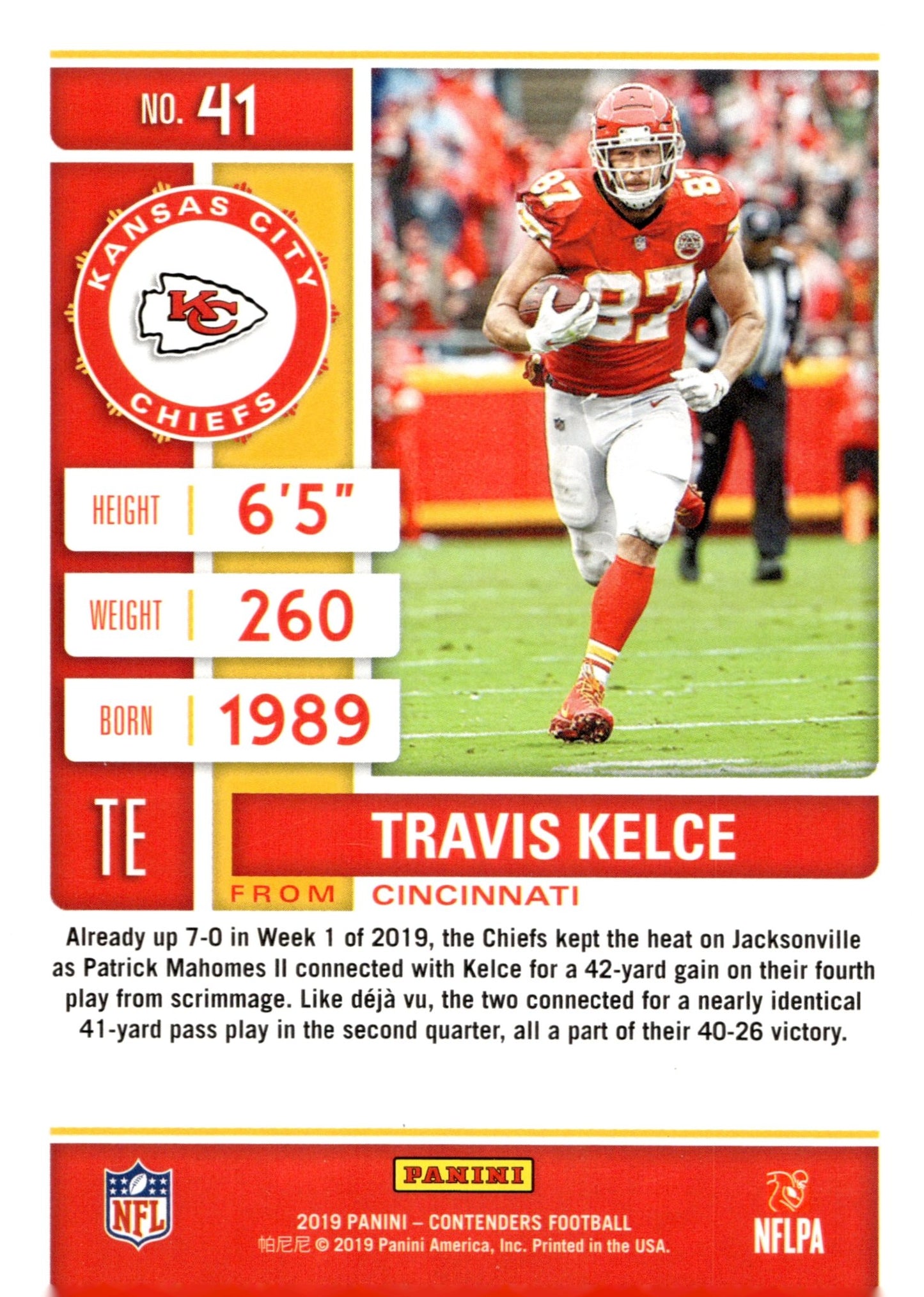 Travis Kelce 2019 Panini Contenders Season Ticket #41 - Collector Store LLC