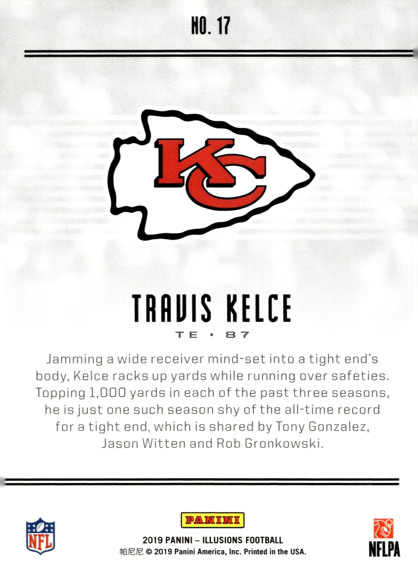 Travis Kelce 2019 Panini Illusions #17 - Collector Store LLC