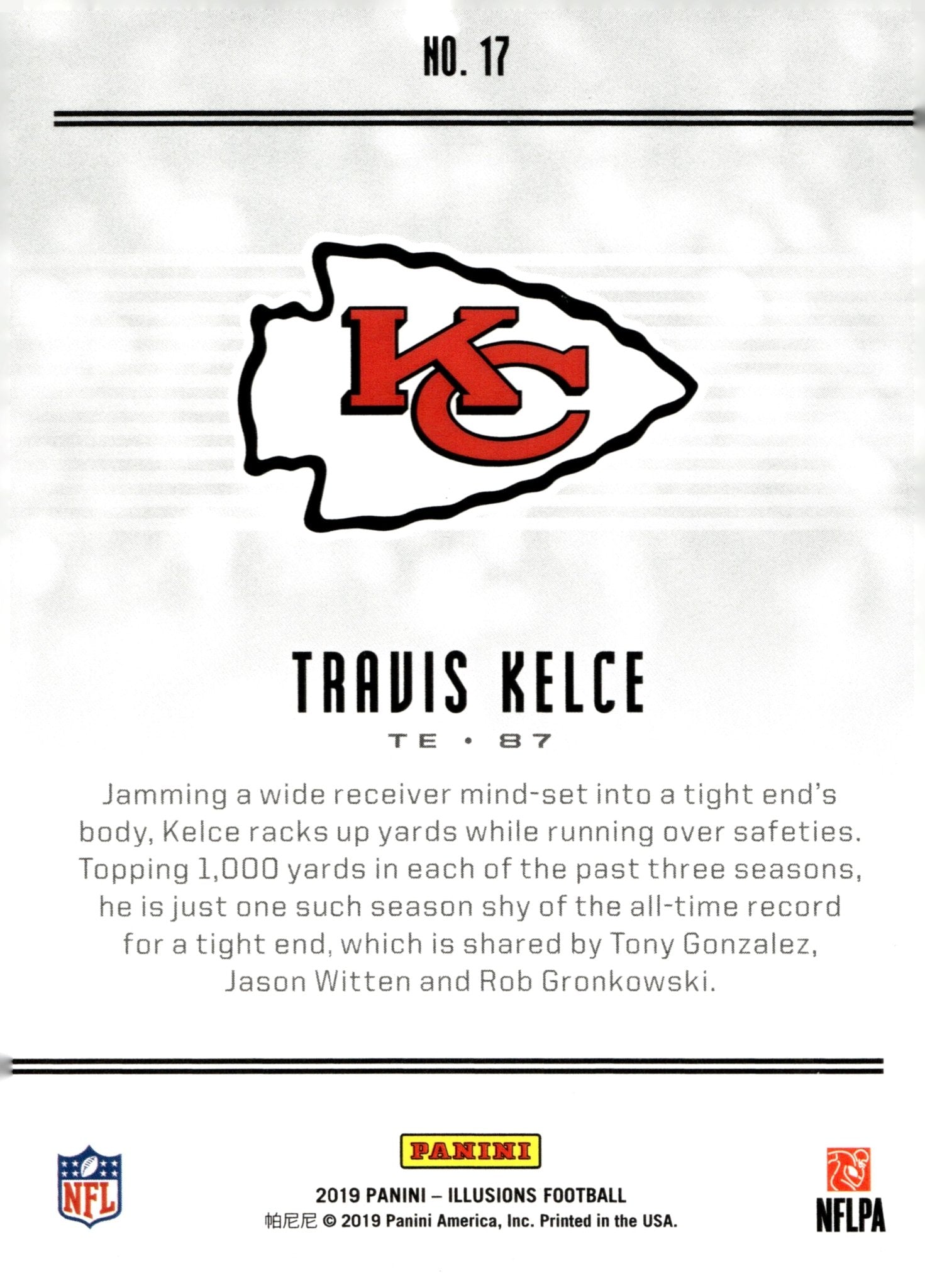 Travis Kelce 2019 Panini Illusions #17 - Collector Store LLC