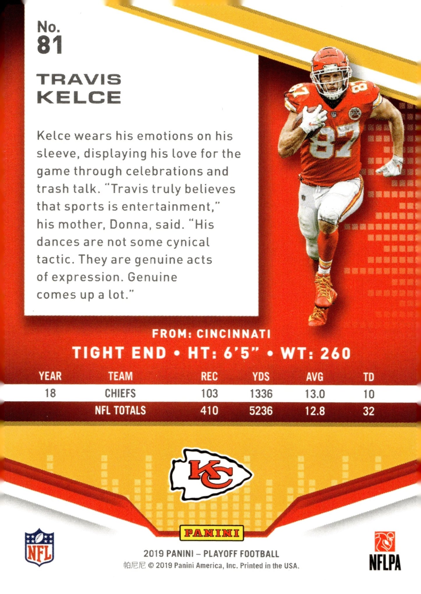 Travis Kelce 2019 Panini Playoff #81 - Collector Store LLC