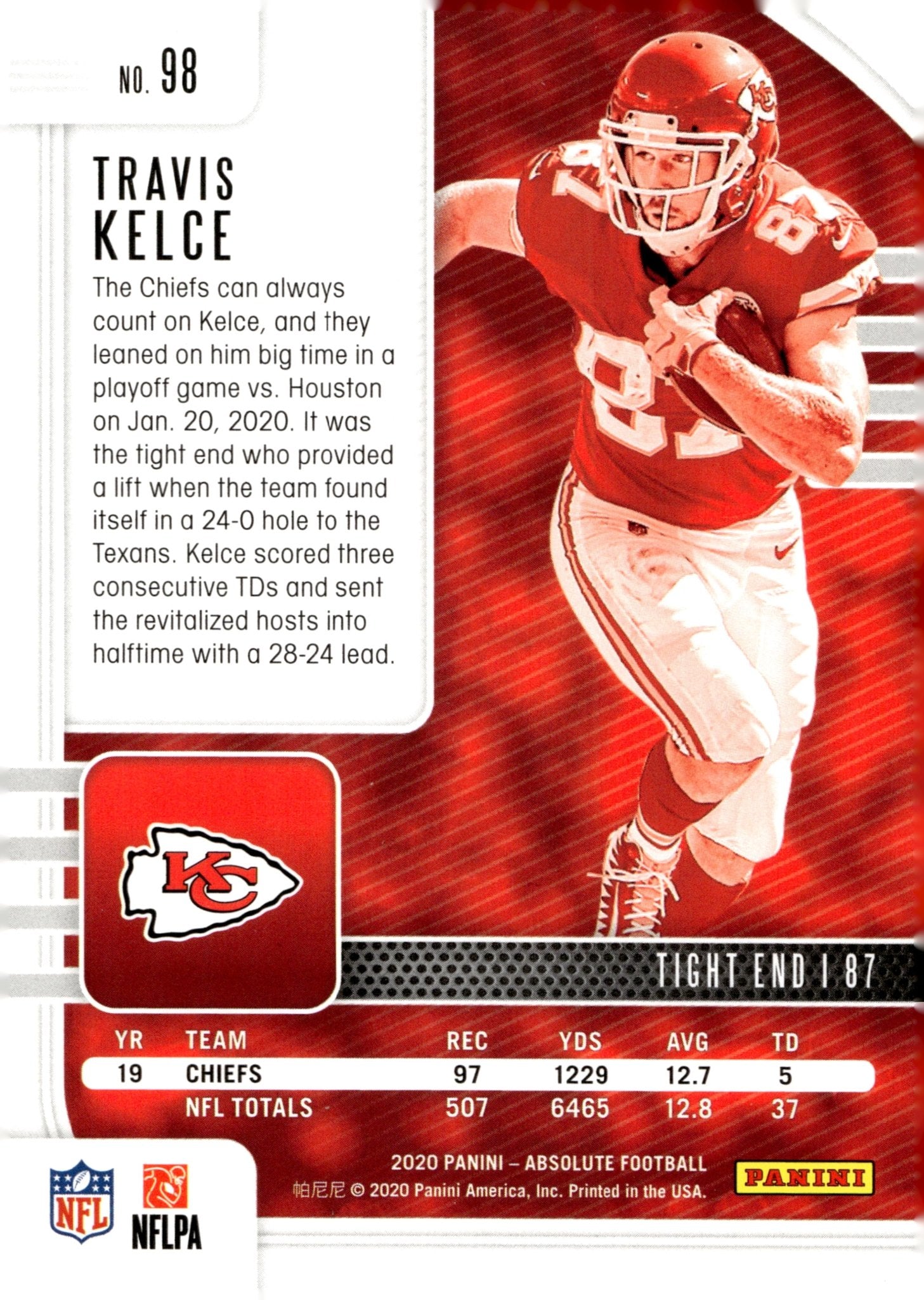 Travis Kelce 2020 Panini Absolute #98 - Collector Store LLC