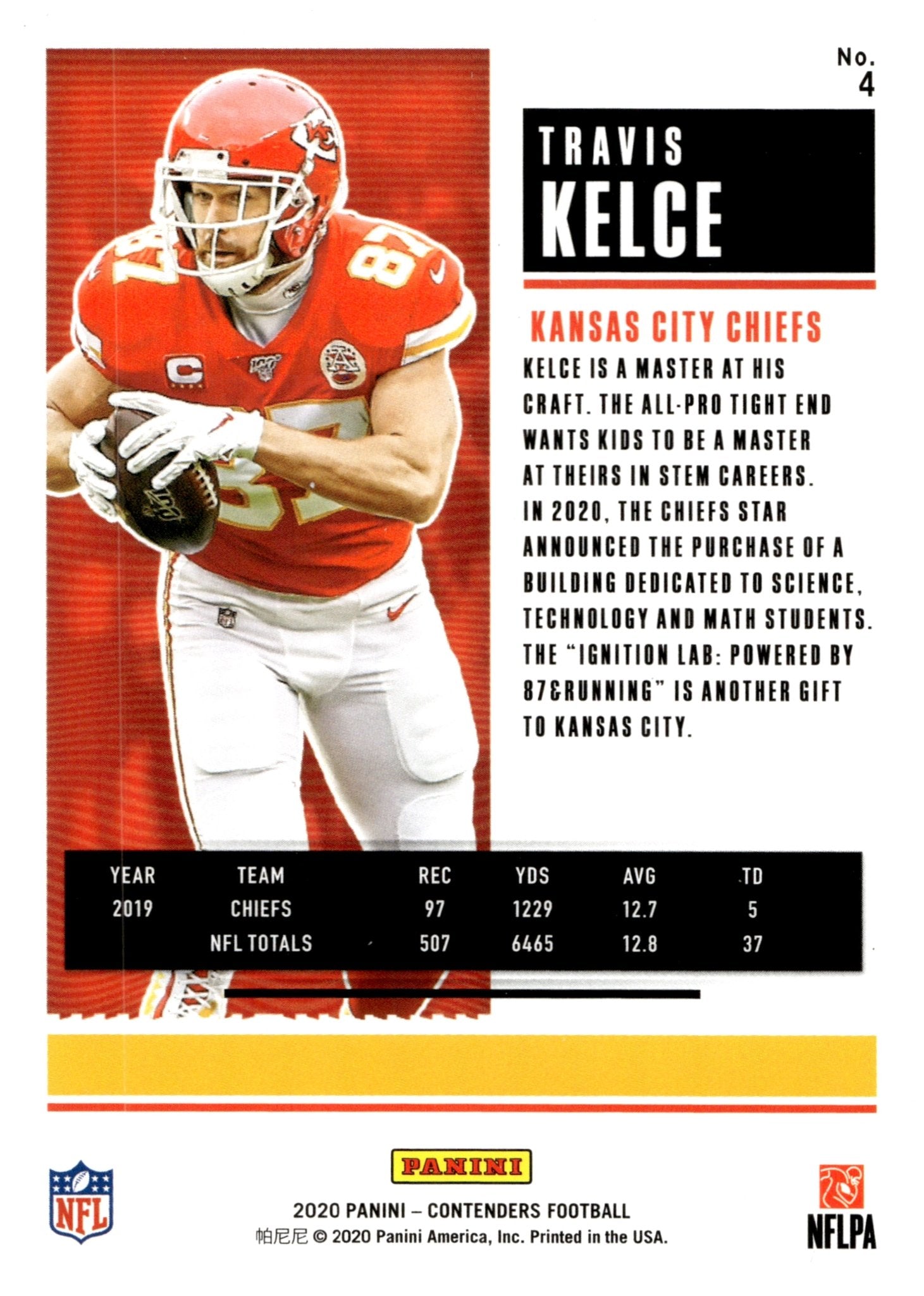 Travis Kelce 2020 Panini Contenders Season Ticket Game 30 #4 - Collector Store LLC
