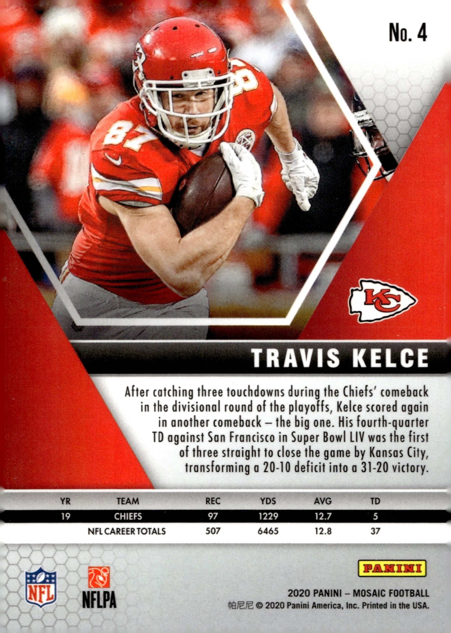 Travis Kelce 2020 Panini Mosaic #4 - Collector Store LLC