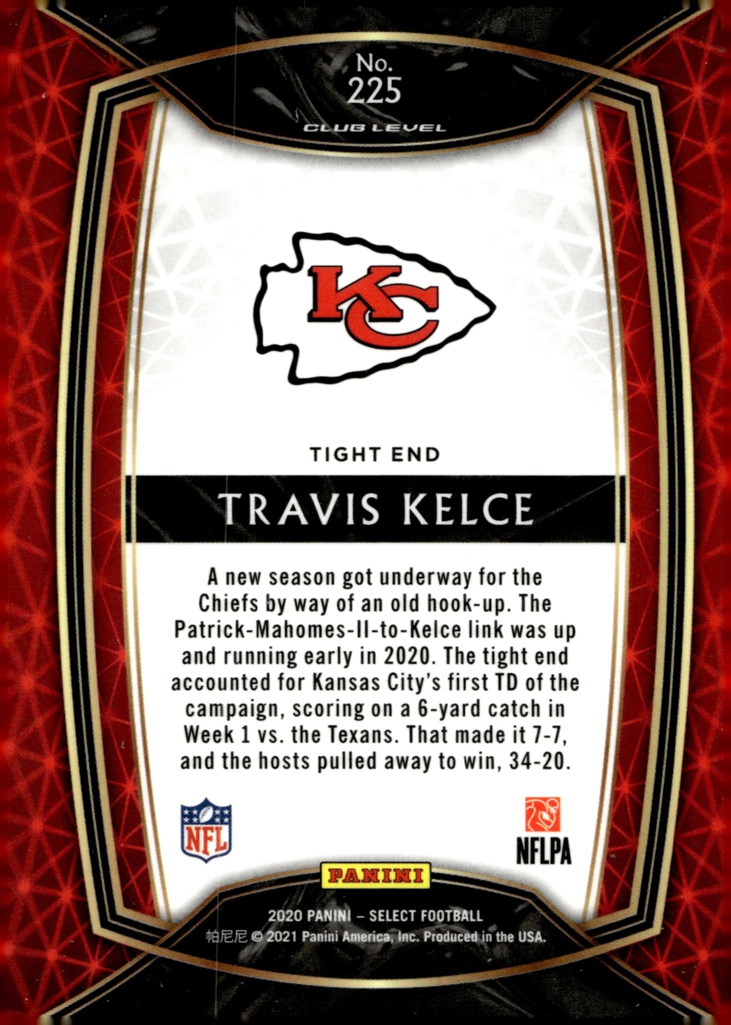 Travis Kelce 2020 Panini Select #225 - Collector Store LLC