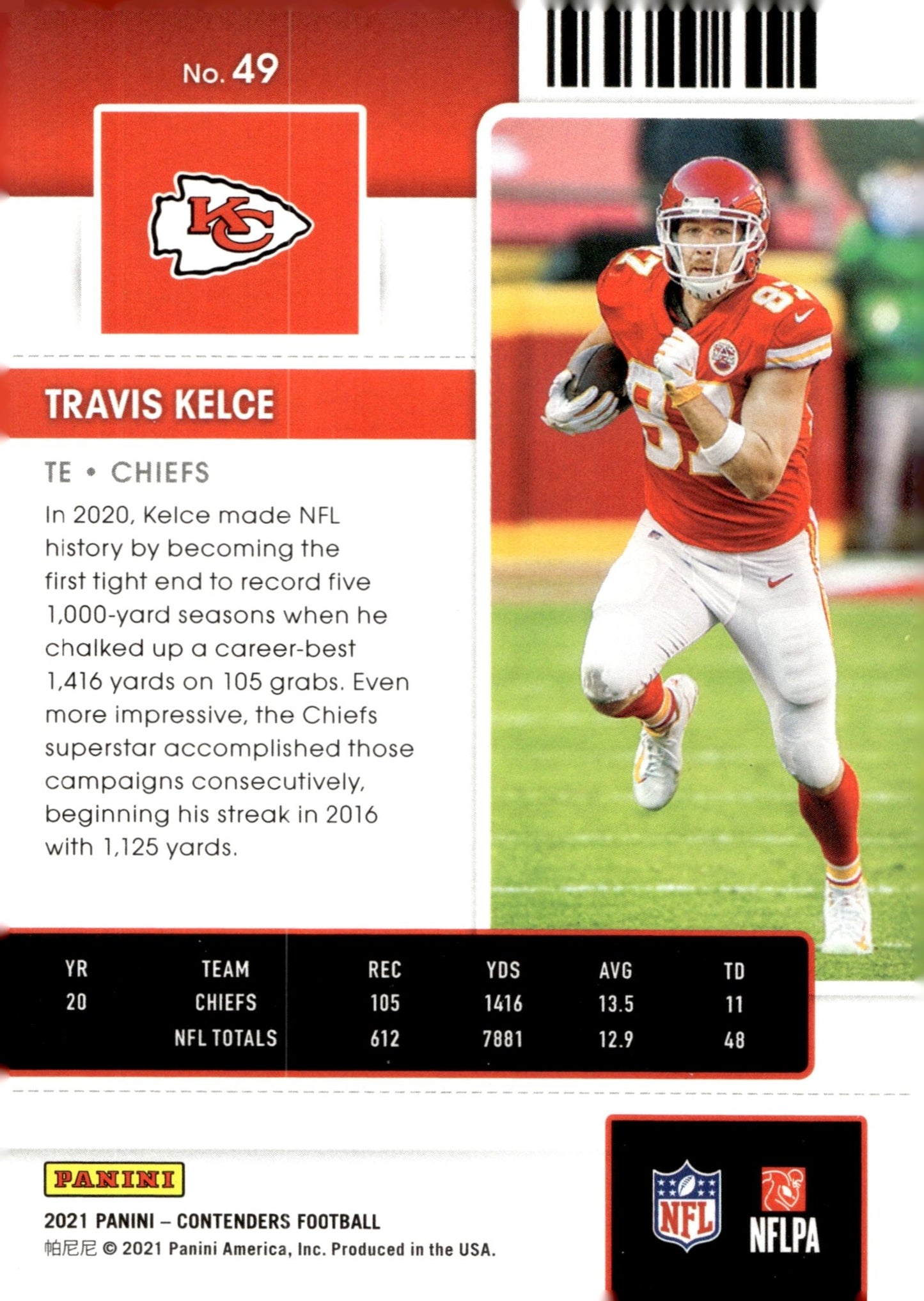 Travis Kelce 2021 Panini Contenders Season Ticket #49 - Collector Store LLC