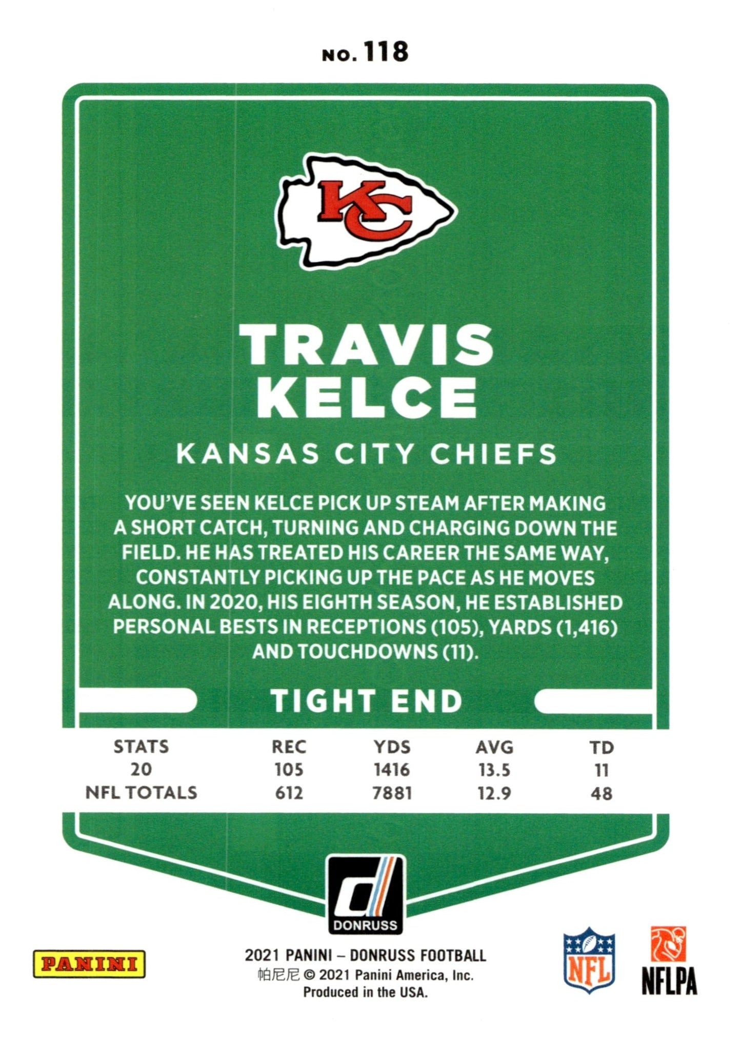 Travis Kelce 2021 Panini Donruss Photo Variation #118 - Collector Store LLC
