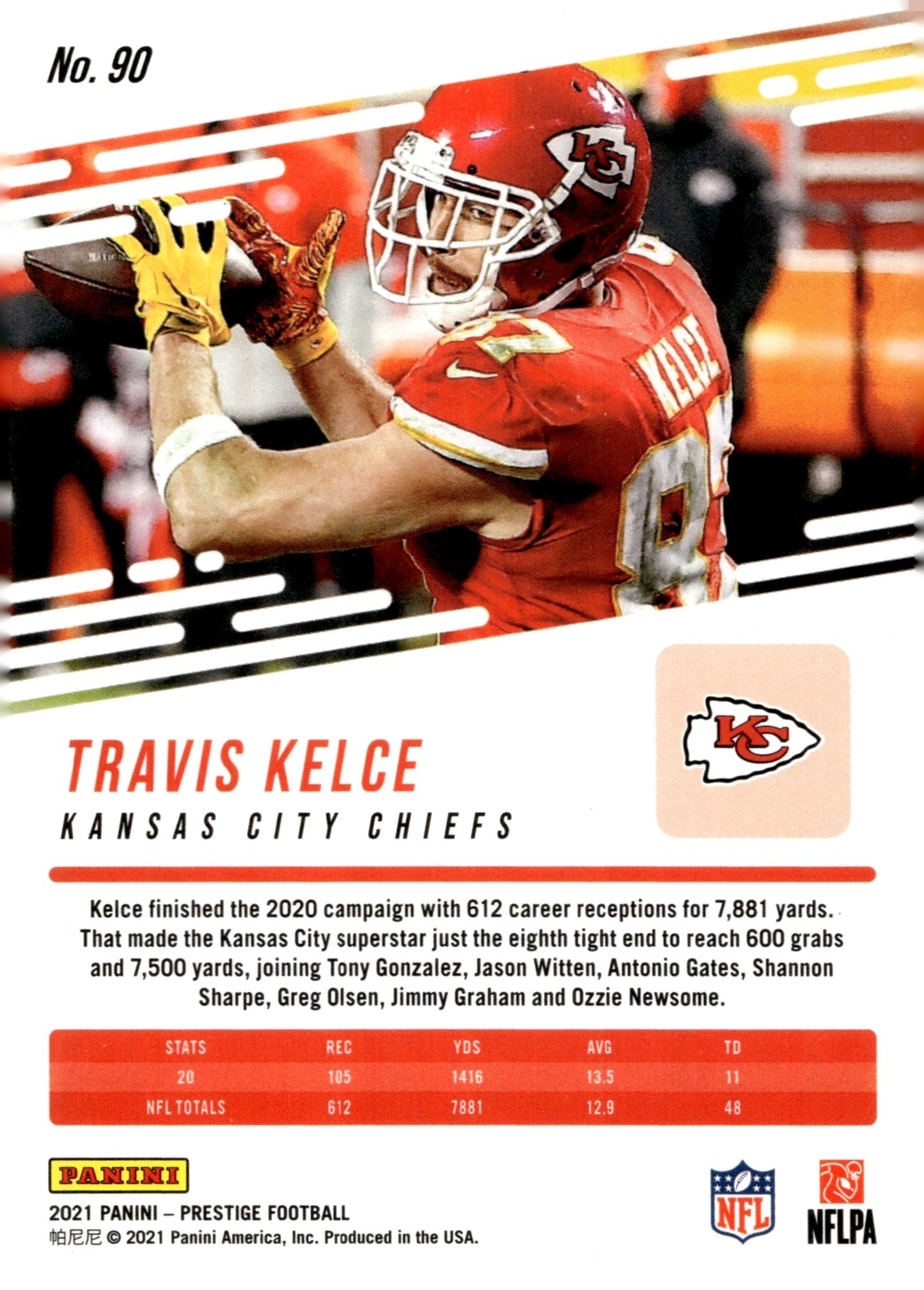Travis Kelce 2021 Panini Prestige #90 #2 - Collector Store LLC