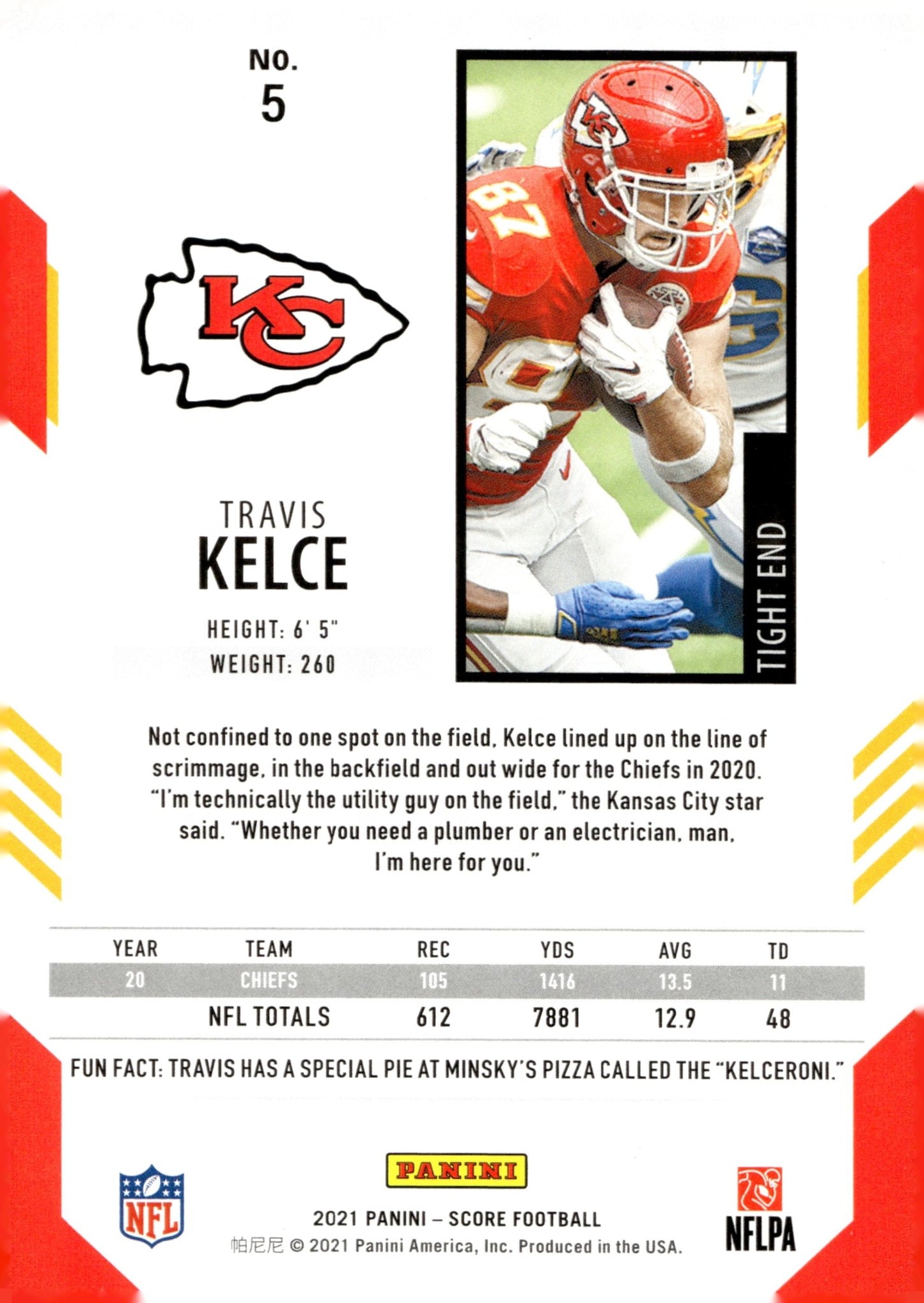 Travis Kelce 2021 Panini Score #5 #2 - Collector Store LLC