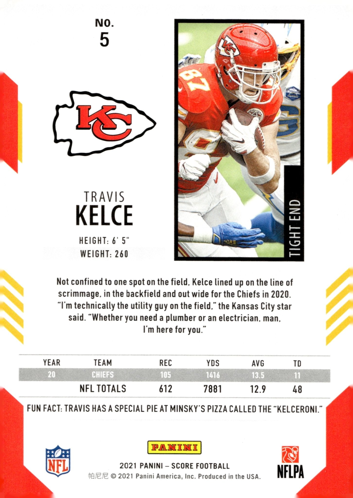 Travis Kelce 2021 Panini Score #5 #2 - Collector Store LLC