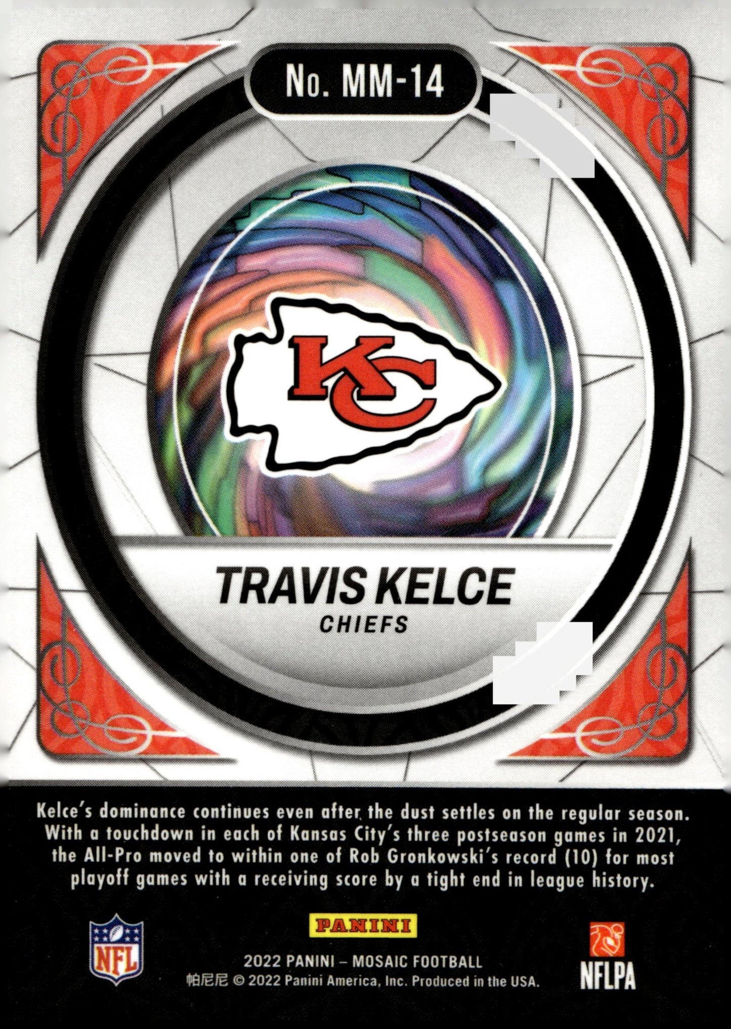 Travis Kelce 2022 Panini Mosaic Men of Mastery #MM - 14 - Collector Store LLC
