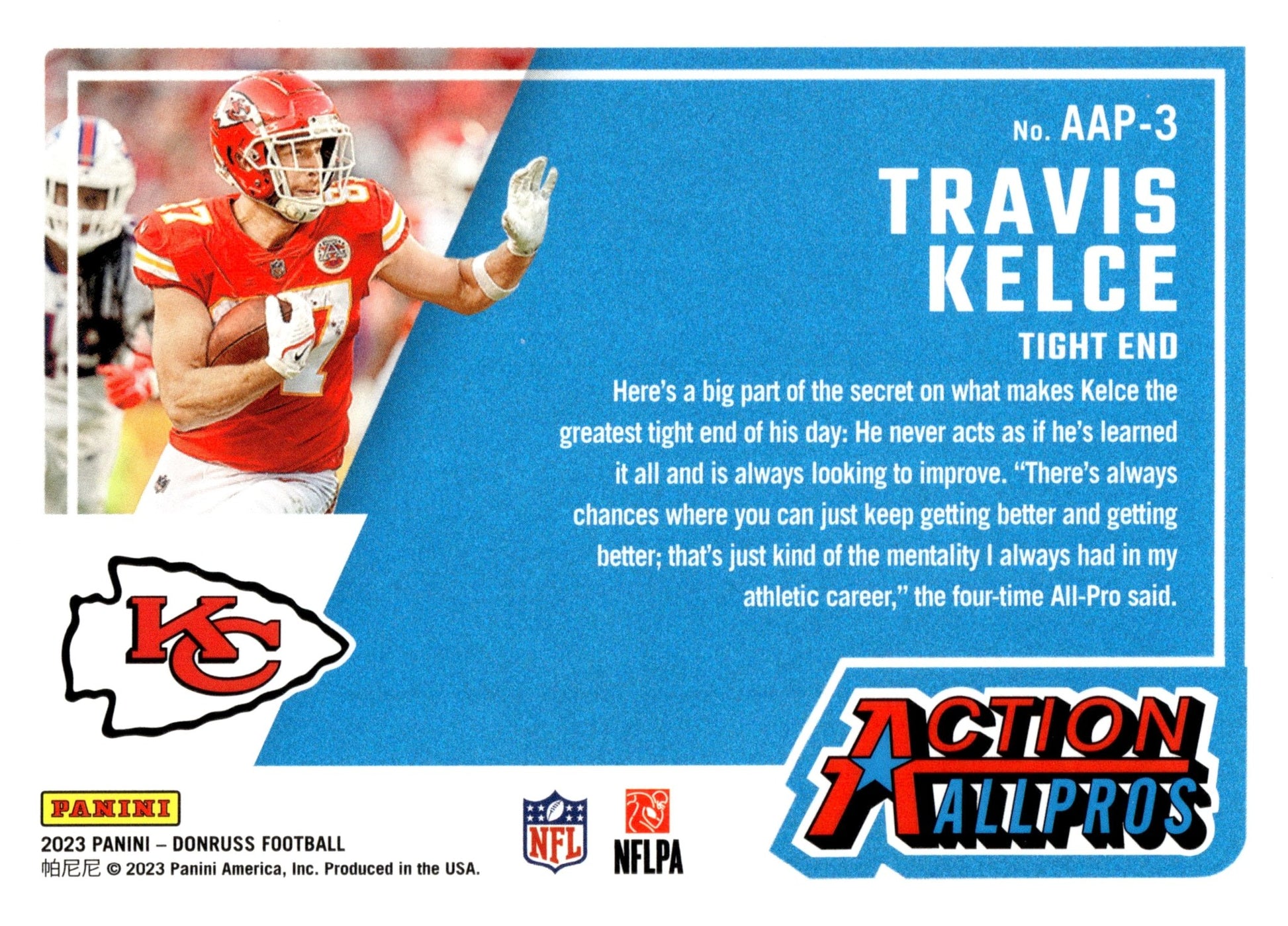 Travis Kelce 2023 Panini Donruss Action All Pros #AAP - 3 - Collector Store LLC