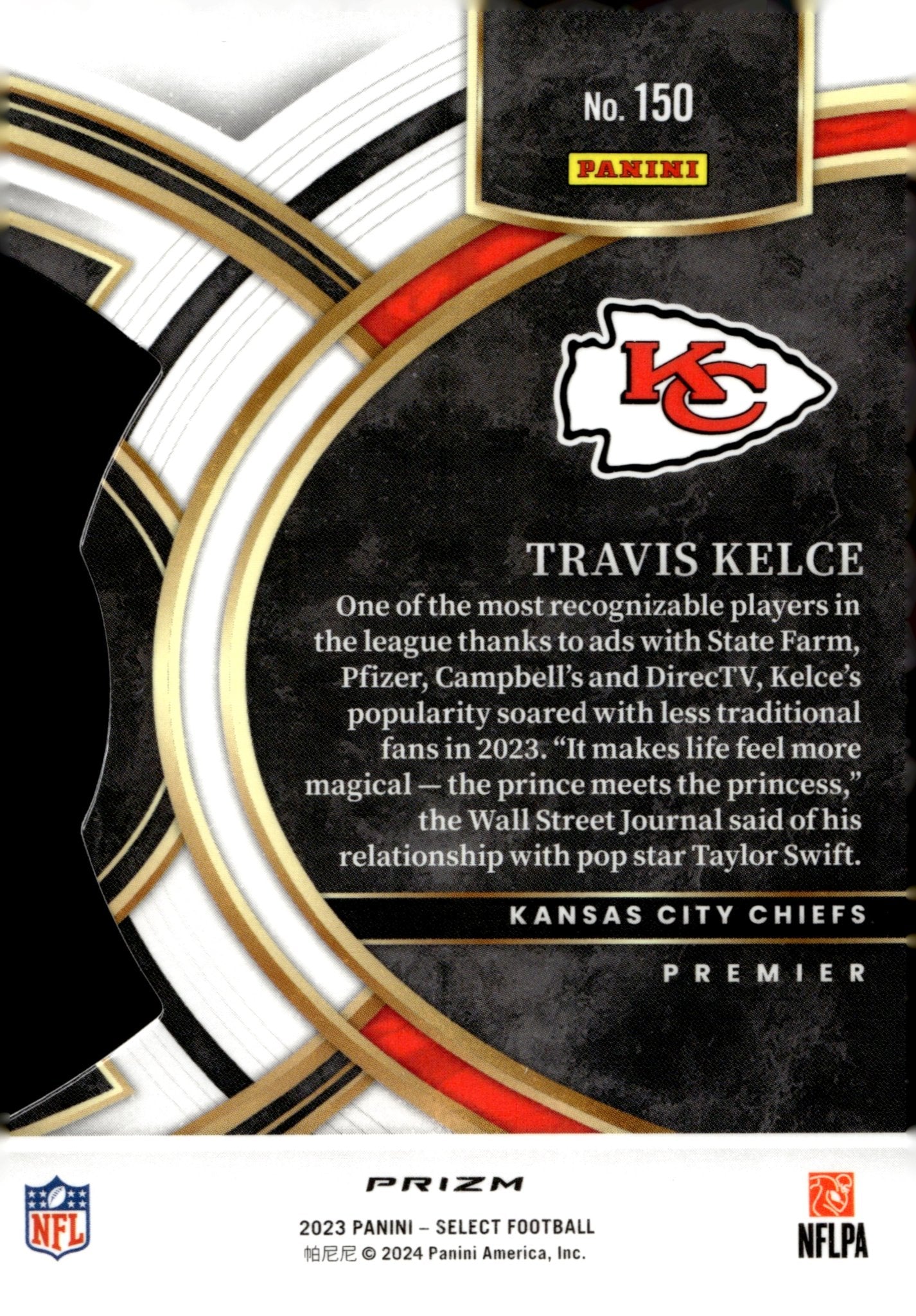 Travis Kelce 2023 Panini Select Die - Cut Red White & Blue Prizm #150 - Collector Store LLC
