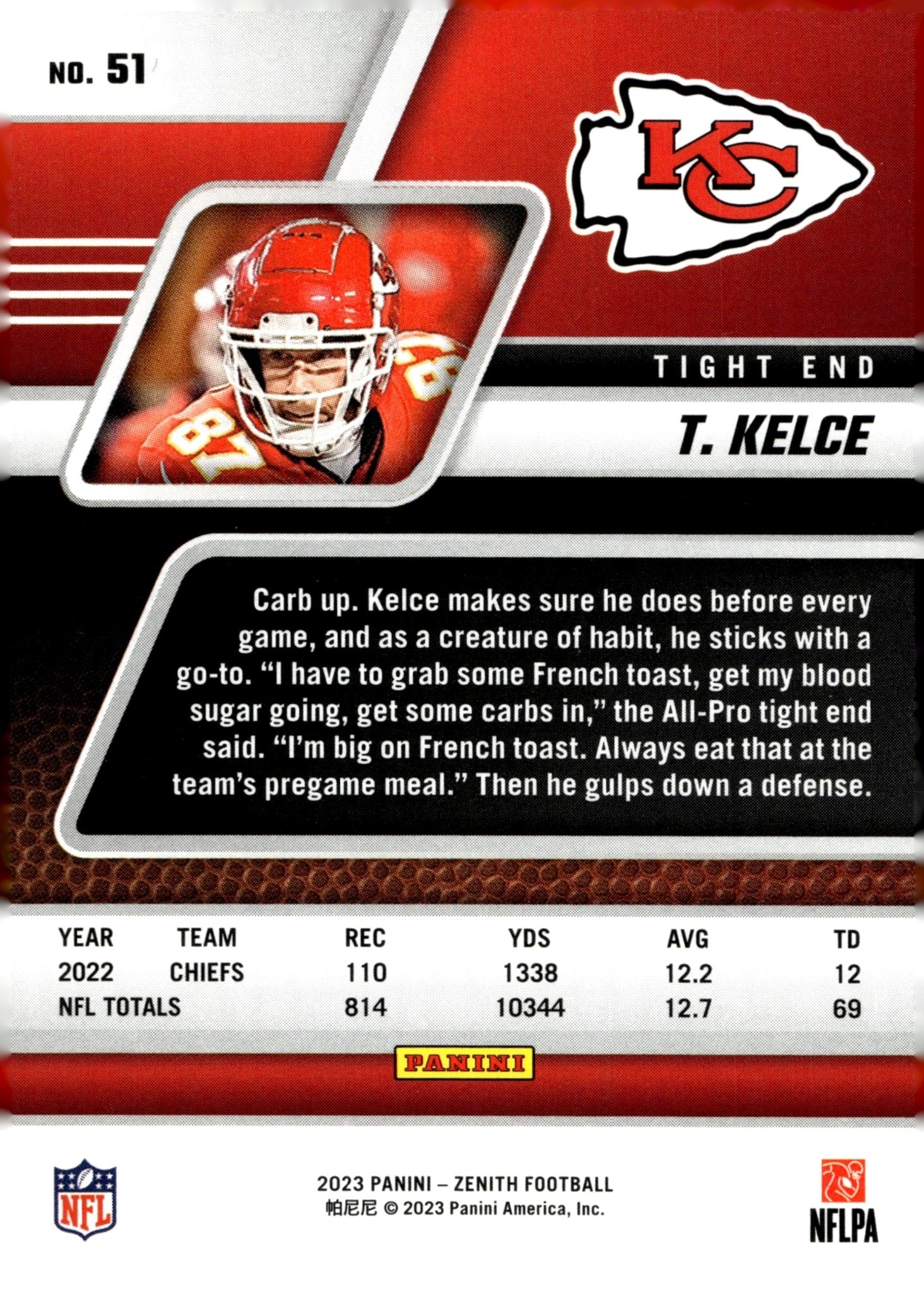 Travis Kelce 2023 Panini Zenith #51 #1 - Collector Store LLC