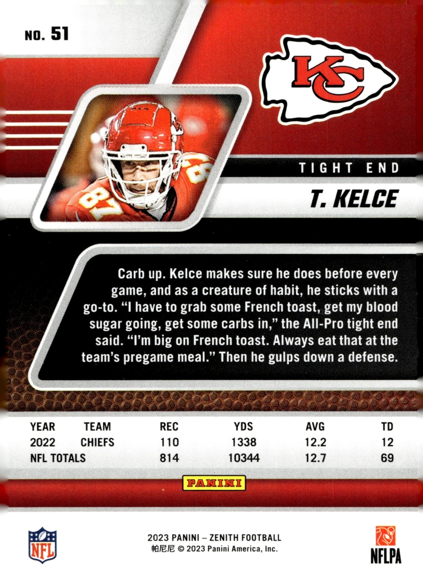 Travis Kelce 2023 Panini Zenith #51 #2 - Collector Store LLC