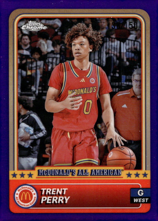 Trent Perry 2024 Topps Chrome McDonald's All American Purple Refractor 138/150 - Collector Store LLC