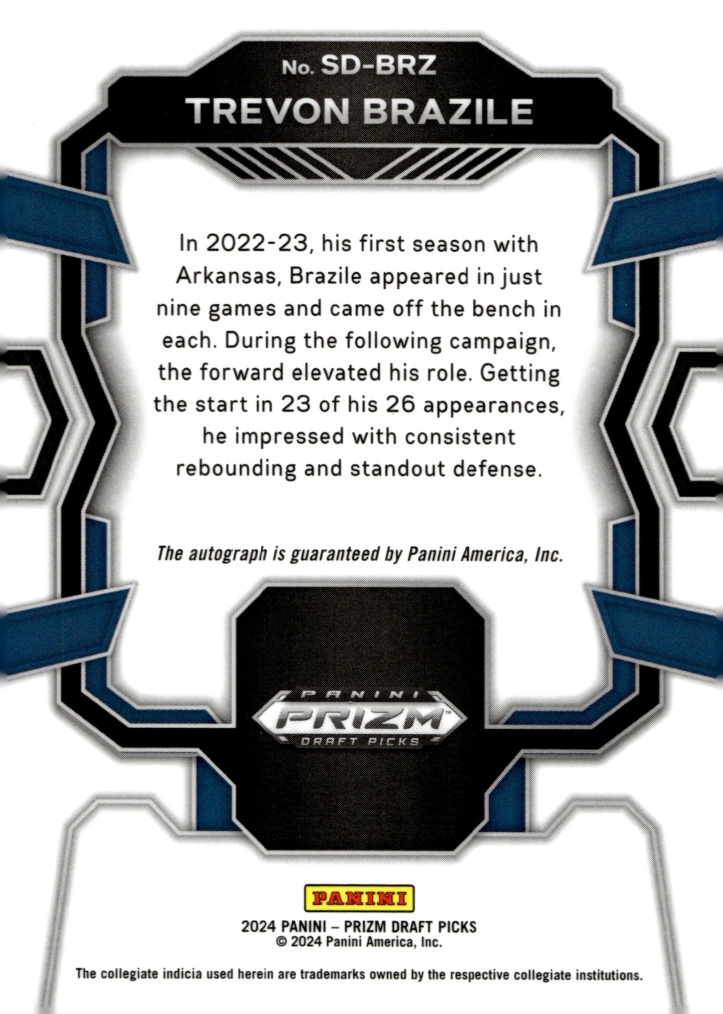 Trevon Brazile 2024 Panini Prizm Draft Picks Signing Day Auto #SD - BRZ #1 - Collector Store LLC