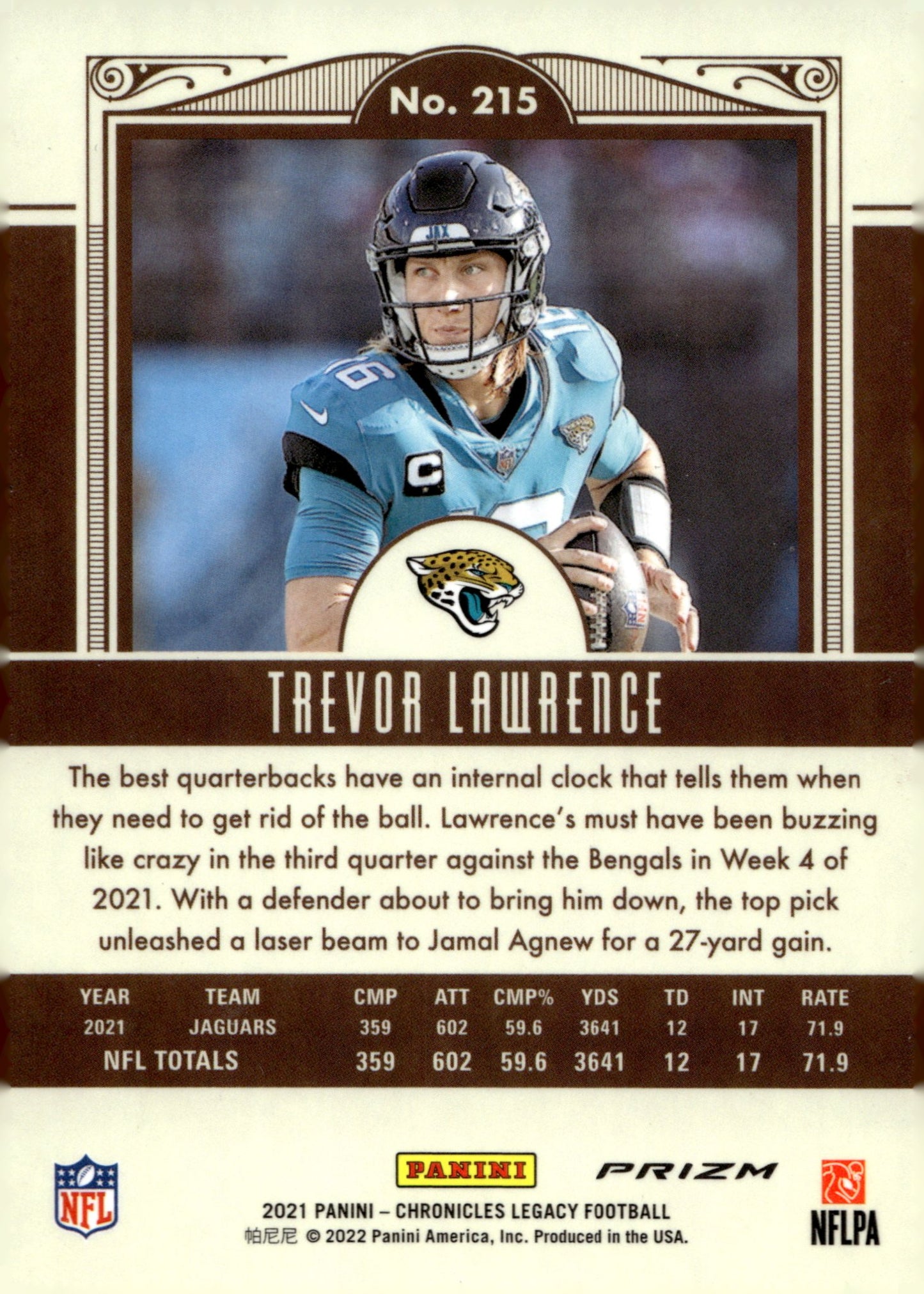 Trevor Lawrence 2021 Panini Chronicles Legacy Prizm RC #215 - Collector Store LLC