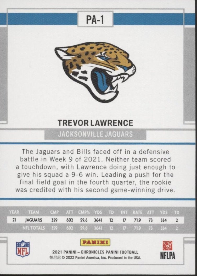 Trevor Lawrence 2021 Panini Chronicles Panini RC #PA - 1 #2 - Collector Store LLC
