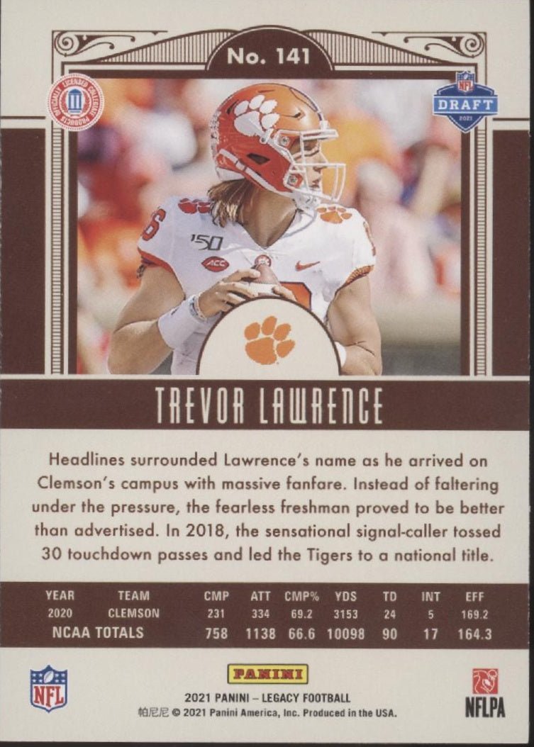 Trevor Lawrence 2021 Panini Legacy RC #141 - Collector Store LLC