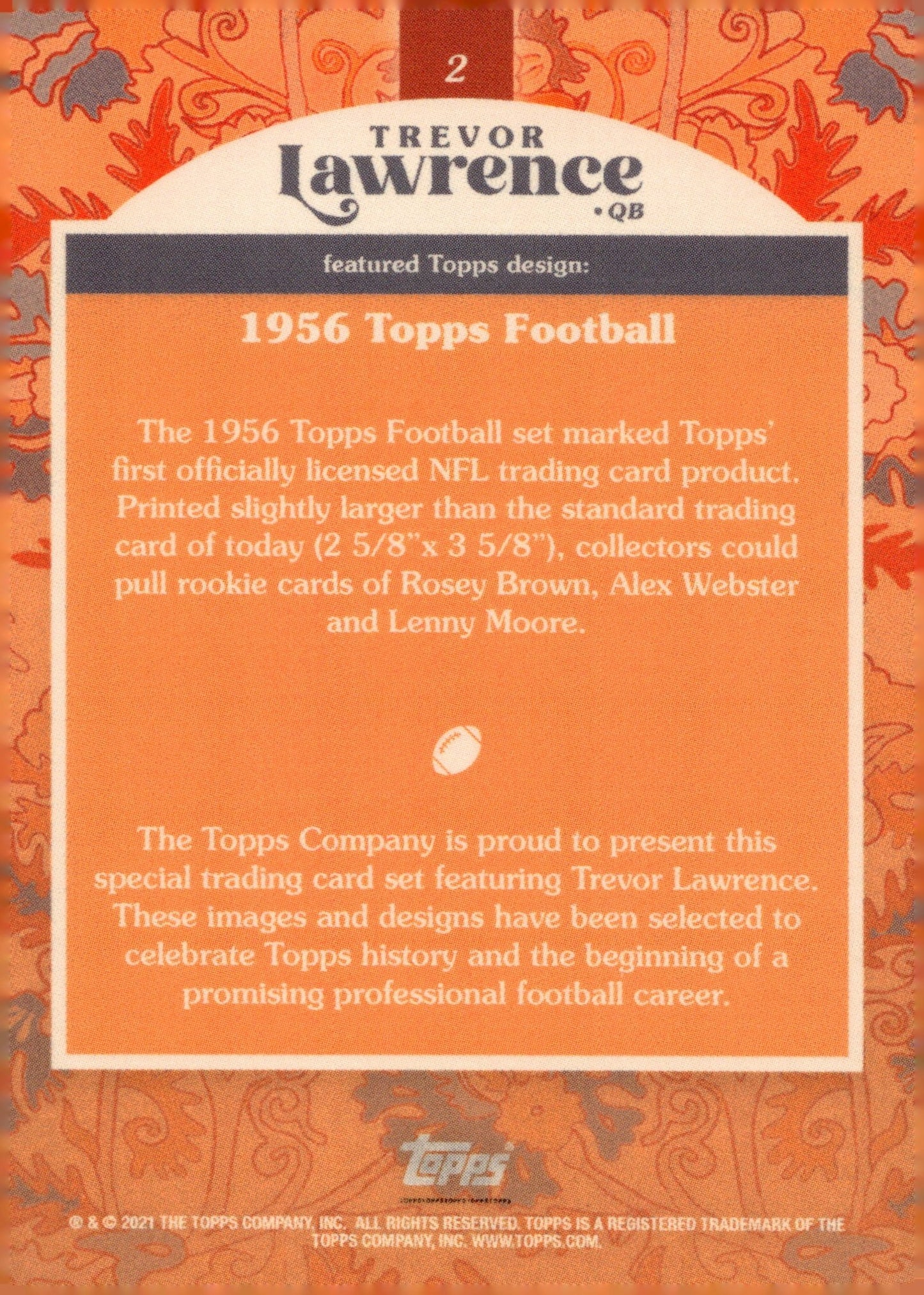 Trevor Lawrence 2021 Topps 1956 #2 - Collector Store LLC