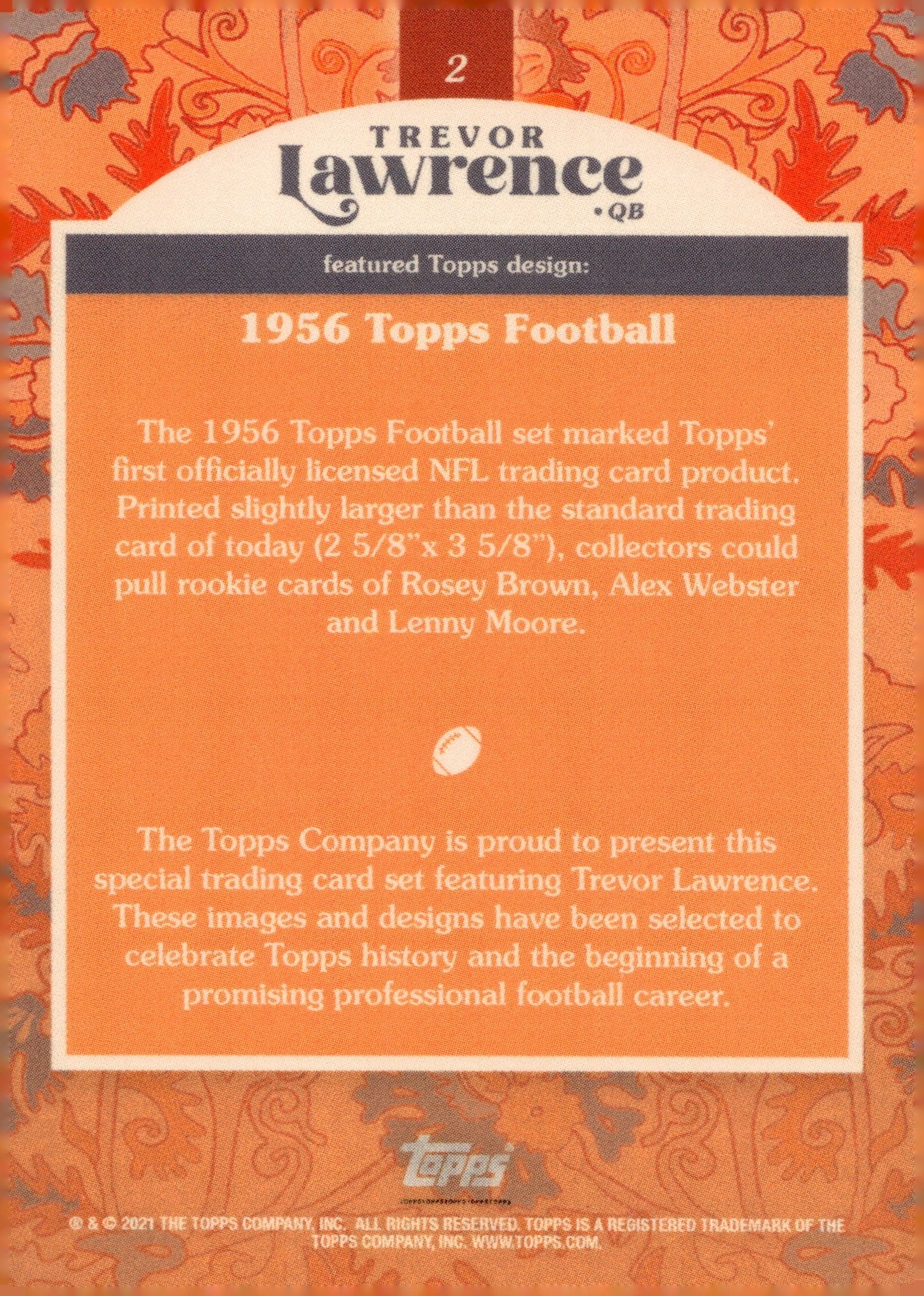 Trevor Lawrence 2021 Topps 1956 #2 - Collector Store LLC