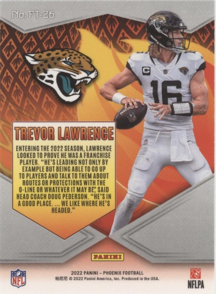Trevor Lawrence 2022 Panini Phoenix Flame Throwers Refractor #FT - 26 - Collector Store LLC