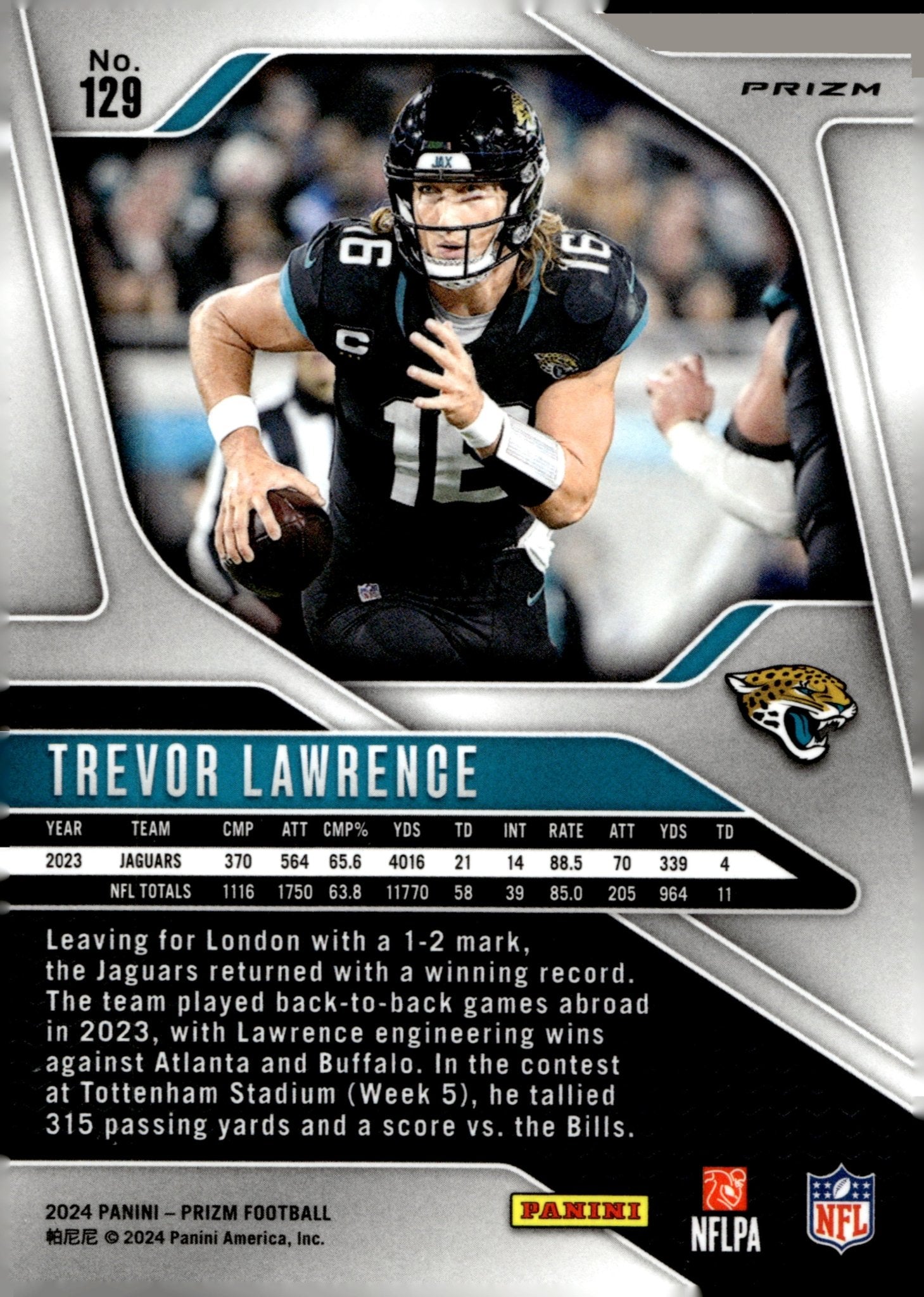 Trevor Lawrence 2024 Panini Prizm Silver Prizm #129 - Collector Store LLC