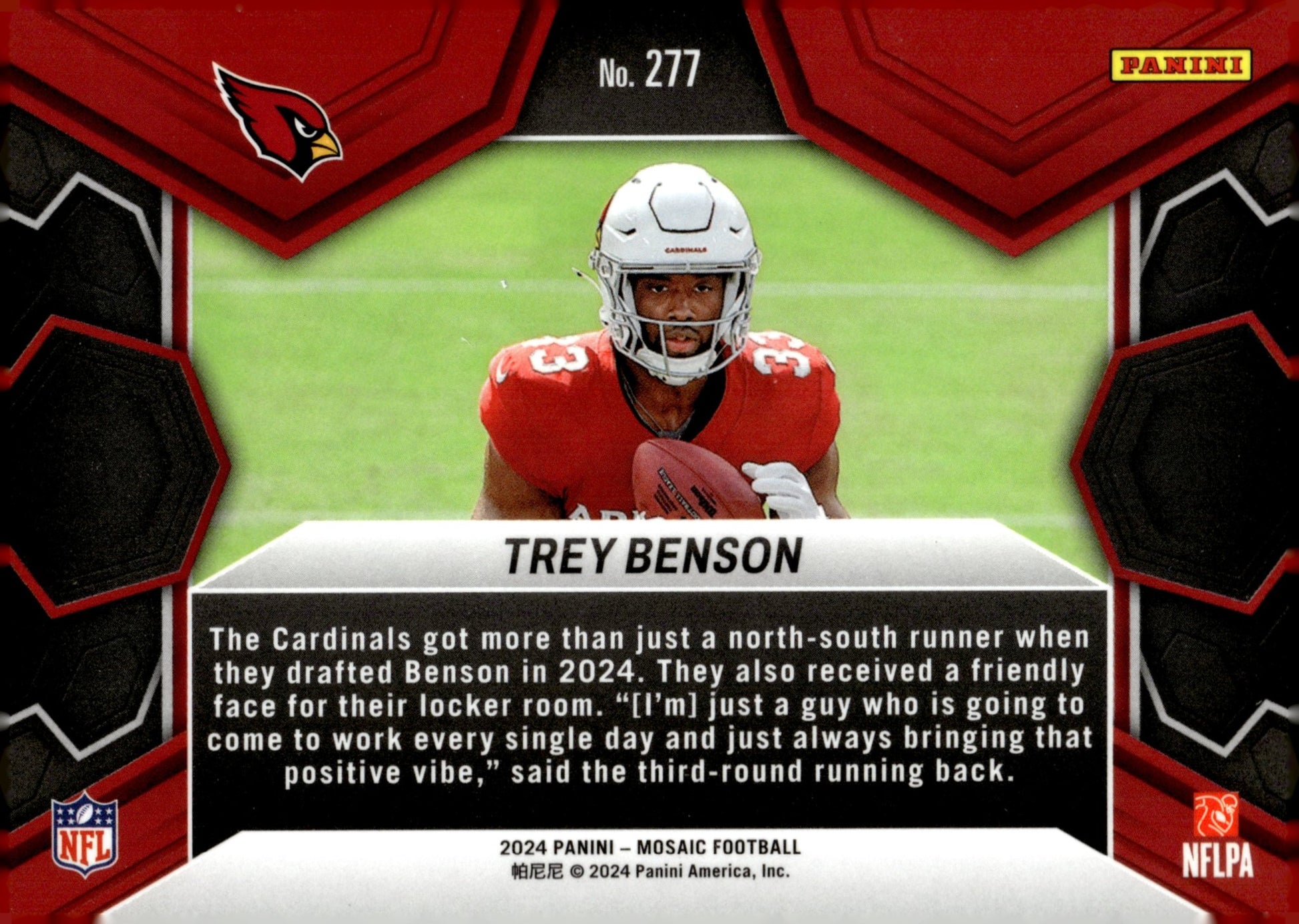 Trey Benson 2024 Panini Mosaic NFL Debut RC #277 - Collector Store LLC