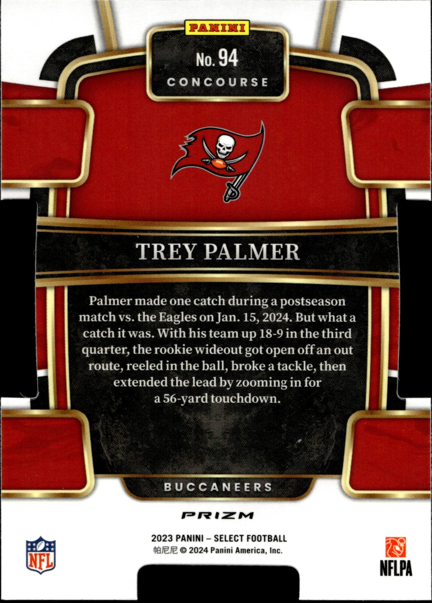 Trey Palmer 2023 Panini Select Die - Cut Red White & Blue Prizm RC #94 - Collector Store LLC