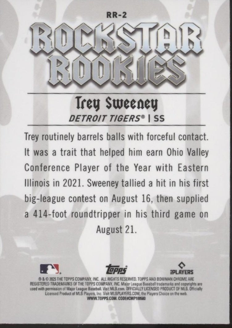 Trey Sweeney 2025 Bowman Chrome Rock Star Rookies RC Refractor #RR - 2 - Collector Store LLC