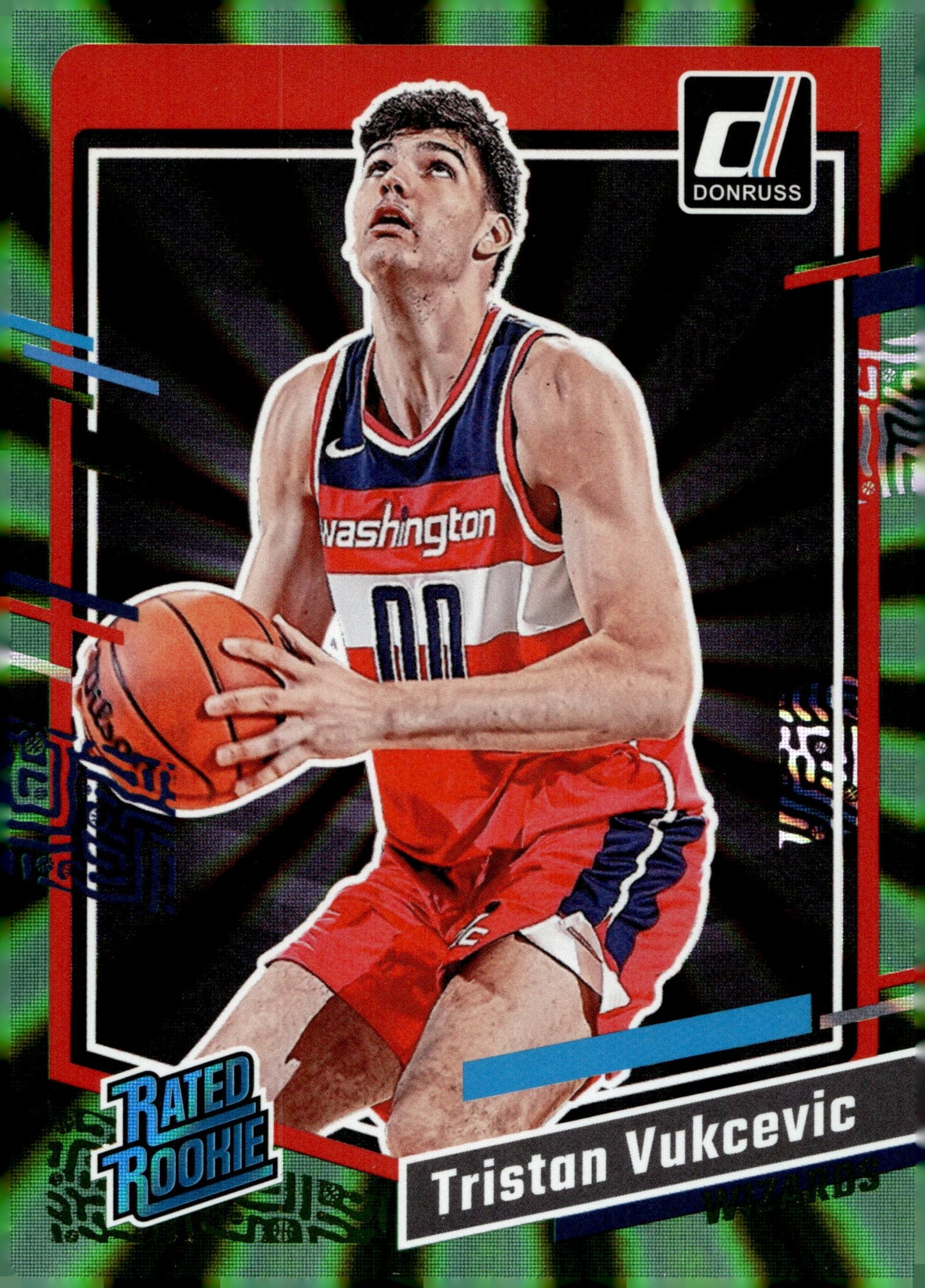 Tristan Vukcevic 2023 - 24 Panini Donruss Rated Rookie Green Laser RC #230 - Collector Store LLC