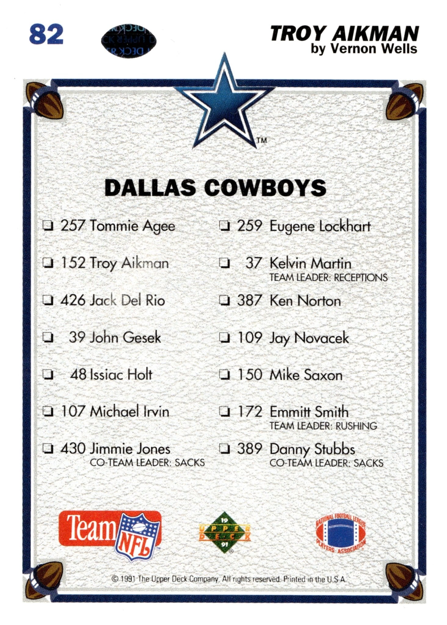 Troy Aikman 1991 Upper Deck The Collector's Choice #82 - Collector Store LLC