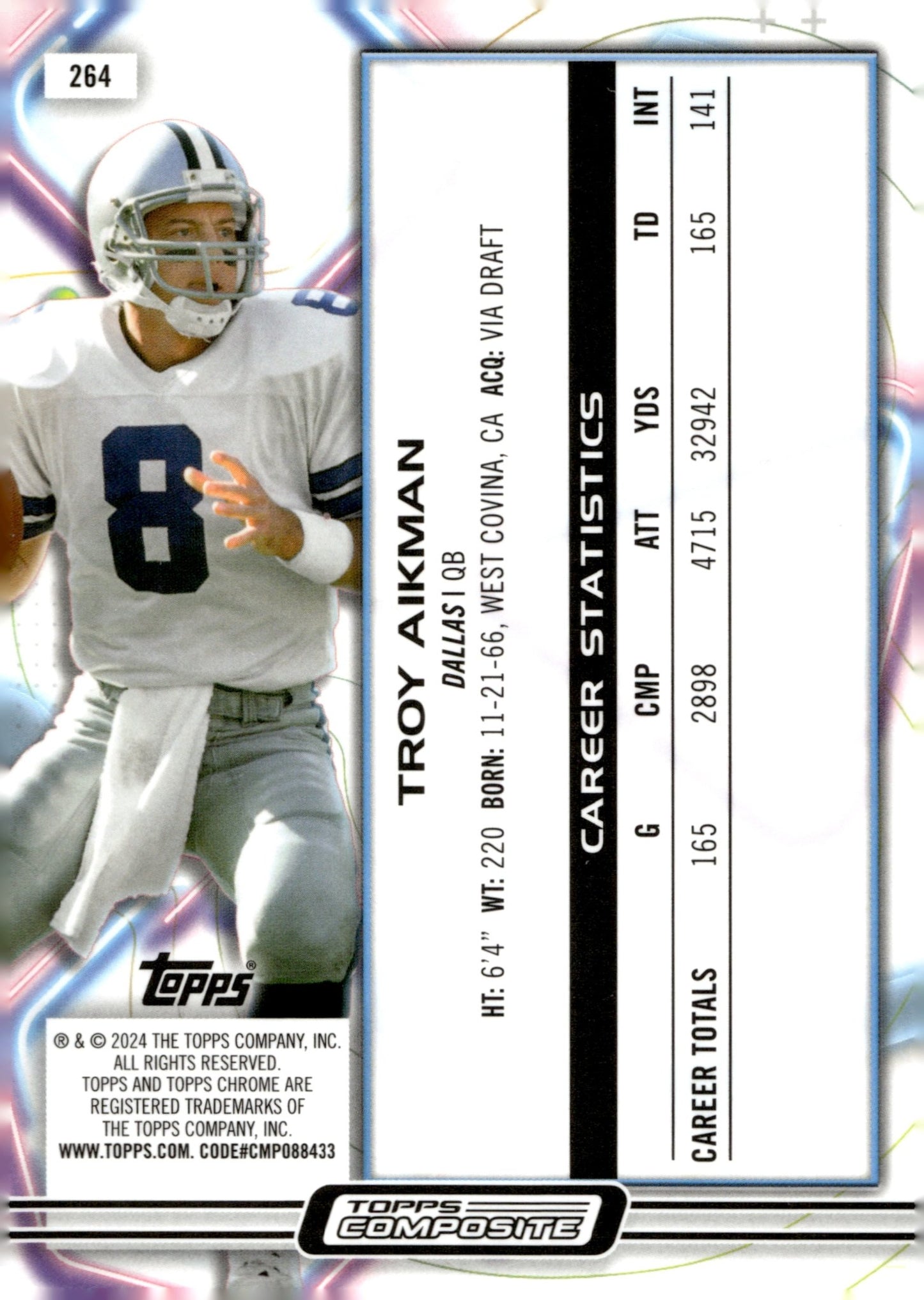 Troy Aikman 2023 Topps Composite Cosmic Chrome Nucleus Refractor #264 - Collector Store LLC