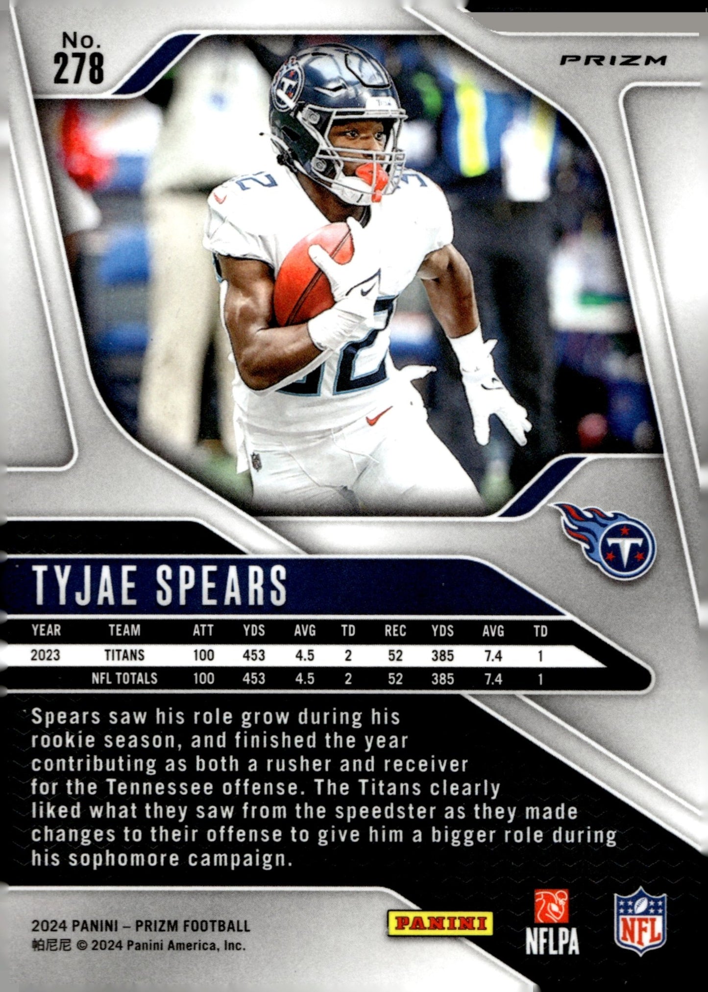 Tyjae Spears 2024 Panini Prizm Red White & Blue Prizm #278 #1 - Collector Store LLC