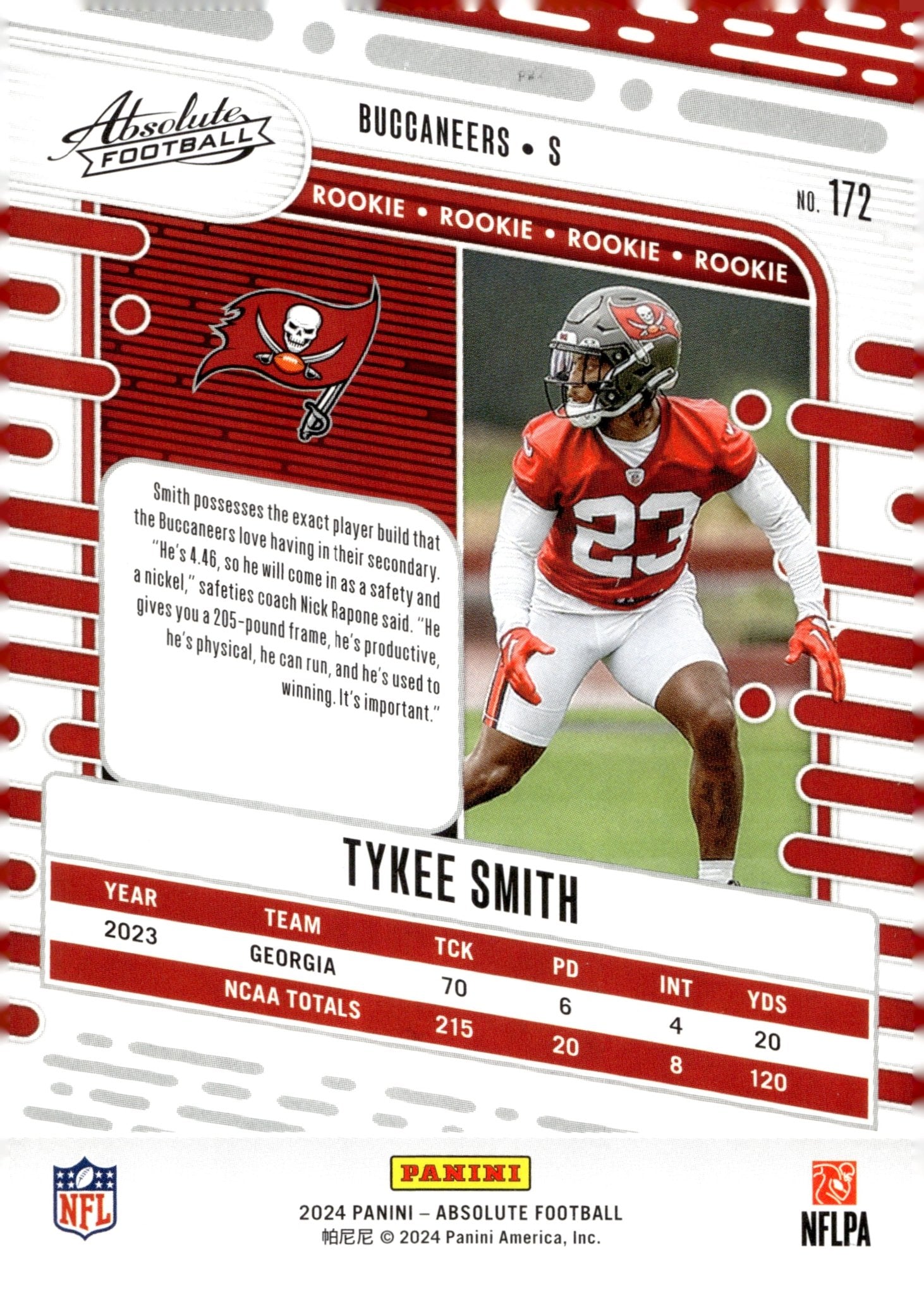 Tykee Smith 2024 Panini Absolute RC #172 - Collector Store LLC