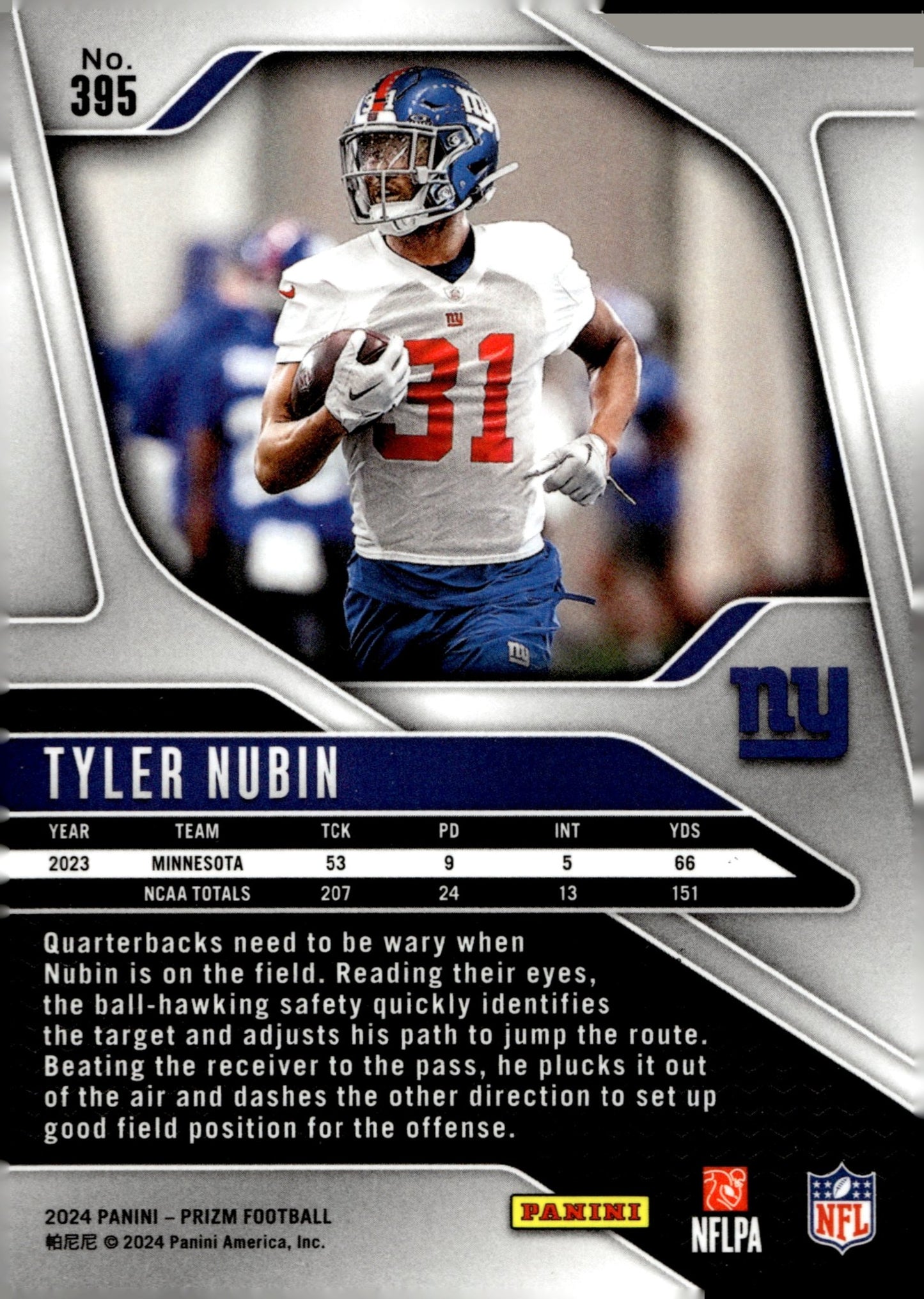 Tyler Nubin 2024 Panini Prizm RC #395 - Collector Store LLC