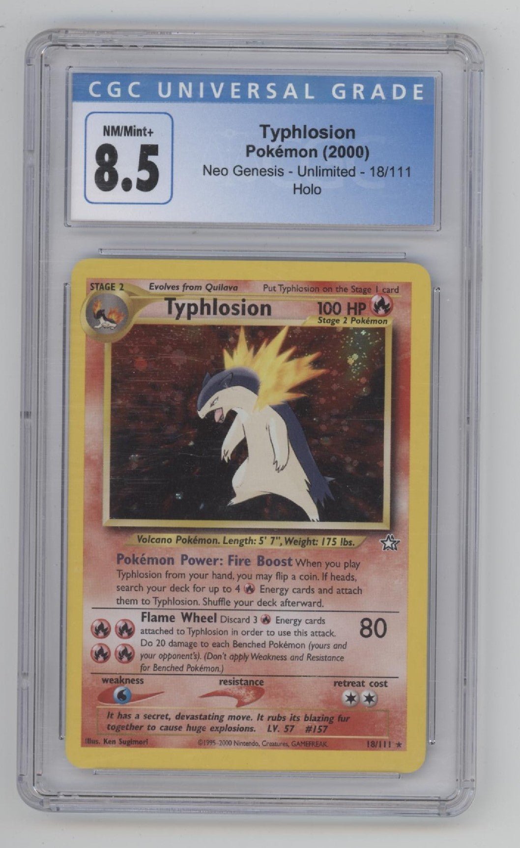 Typhlosion Pokemon Neo Genesis Holo #18 CGC 8.5 - Collector Store LLC